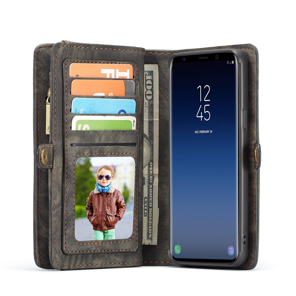 CaseMe plånboksfodral magnetskal, Samsung Galaxy S9, svart