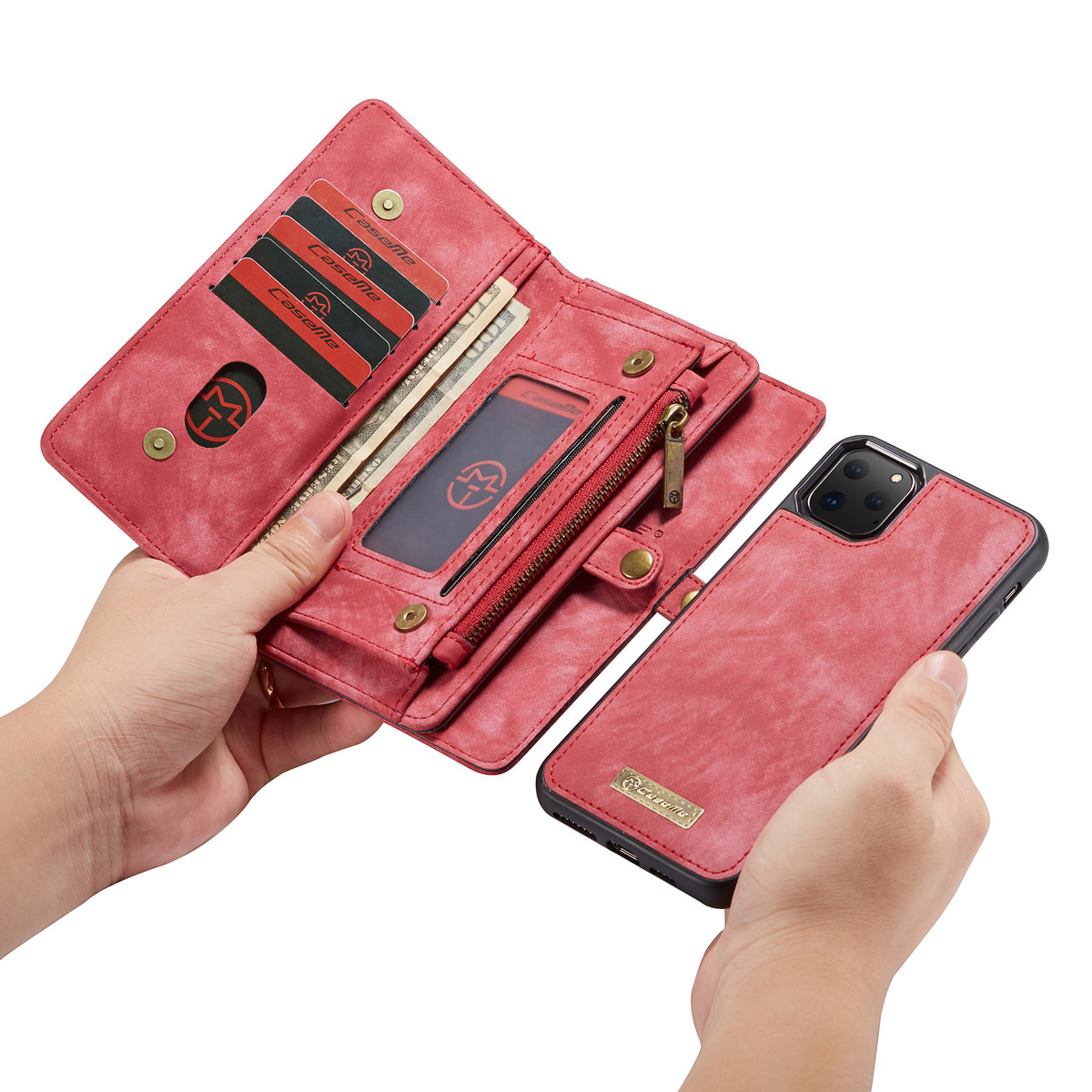 CaseMe plånboksfodral med magnetskal, iPhone 11 Pro Max, röd