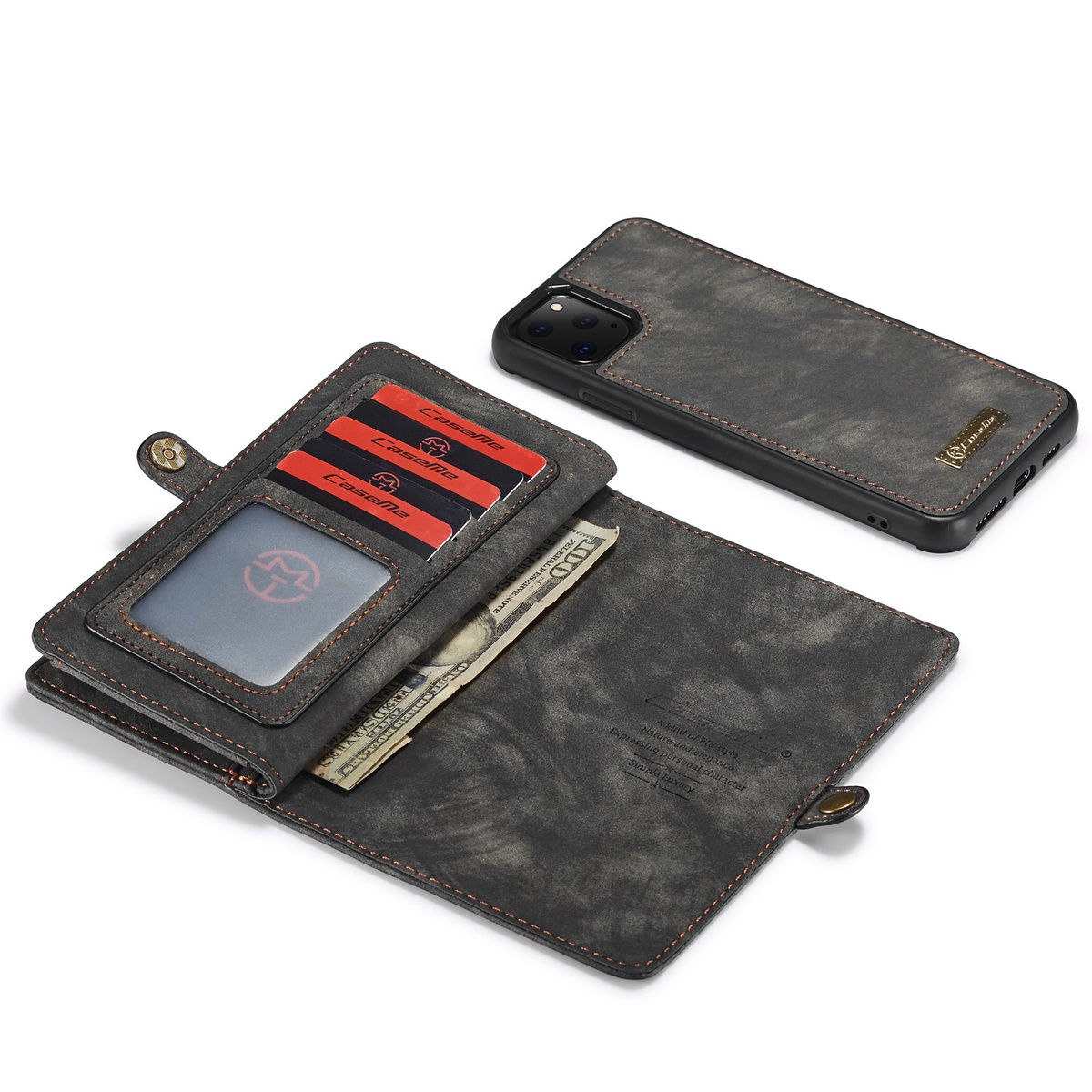 CaseMe läderfodral med magnetskal till iPhone 11 Pro Max, svart