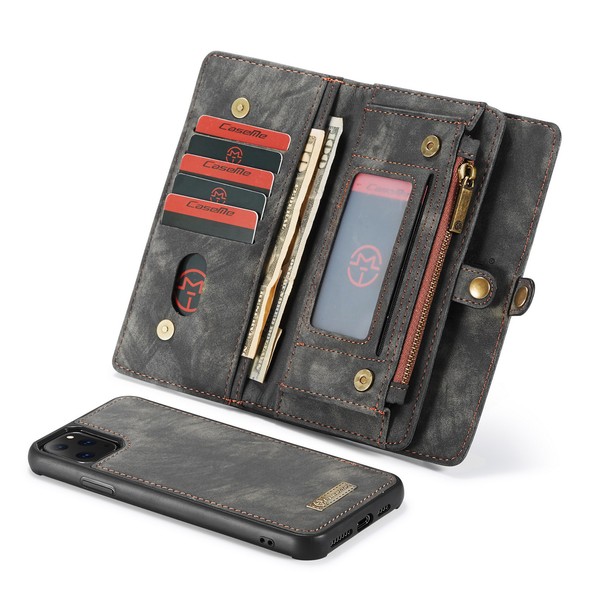 CaseMe läderfodral med magnetskal till iPhone 11 Pro Max, svart