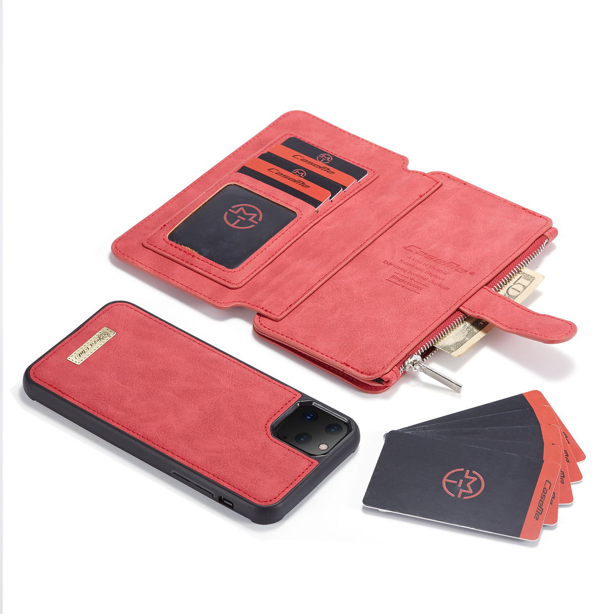 CaseMe plånboksfodral med magnetskal, iPhone 11 Pro, röd
