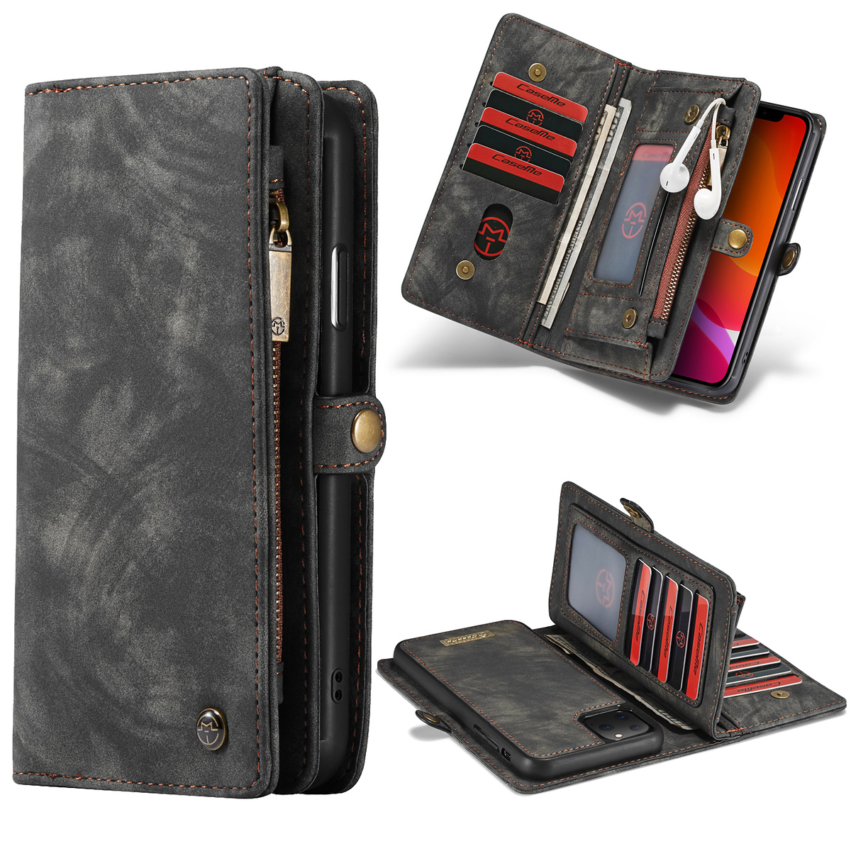 CaseMe plånboksfodral med magnetskal till iPhone 11 Pro, svart