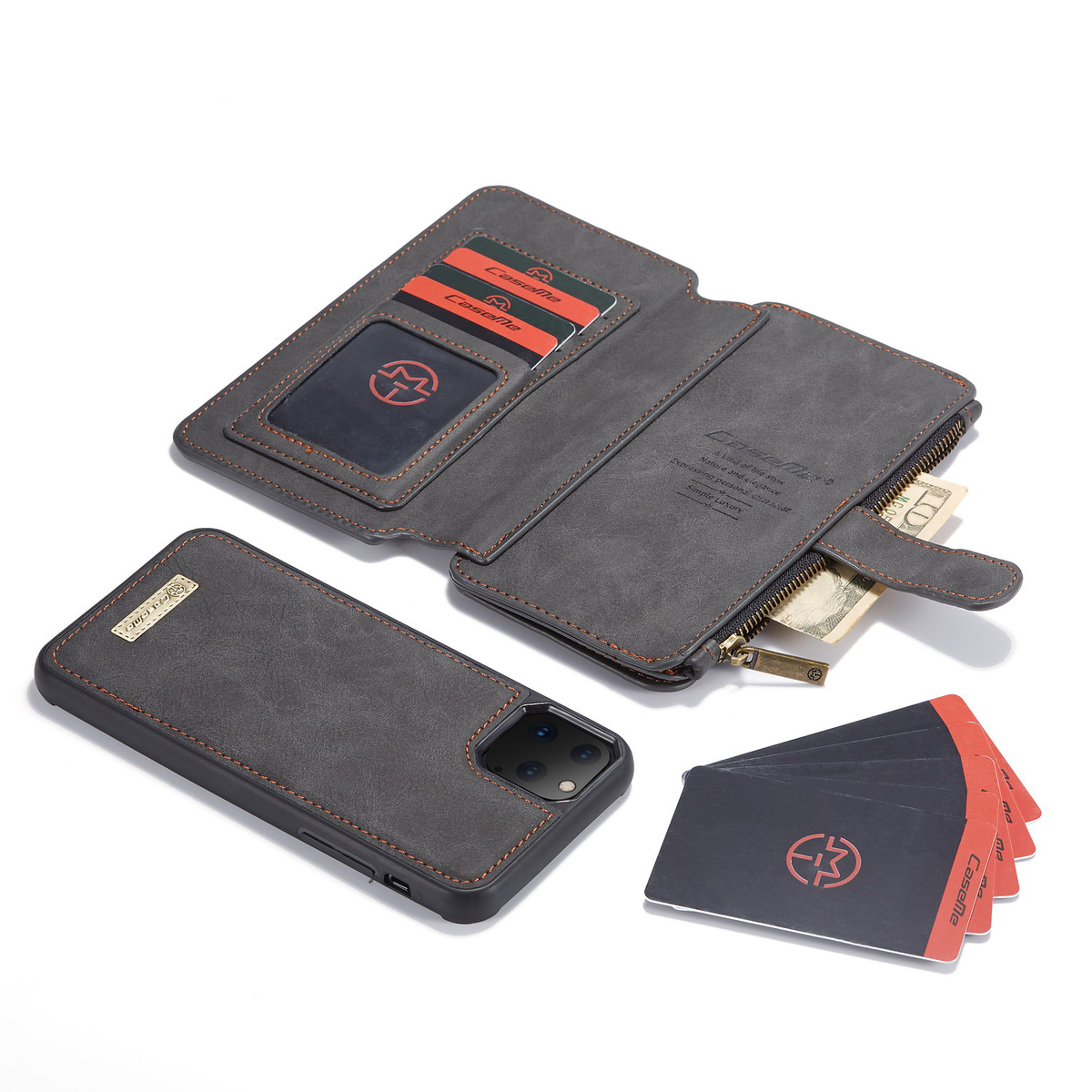 CaseMe plånboksfodral med magnetskal, iPhone 11 Pro, svart