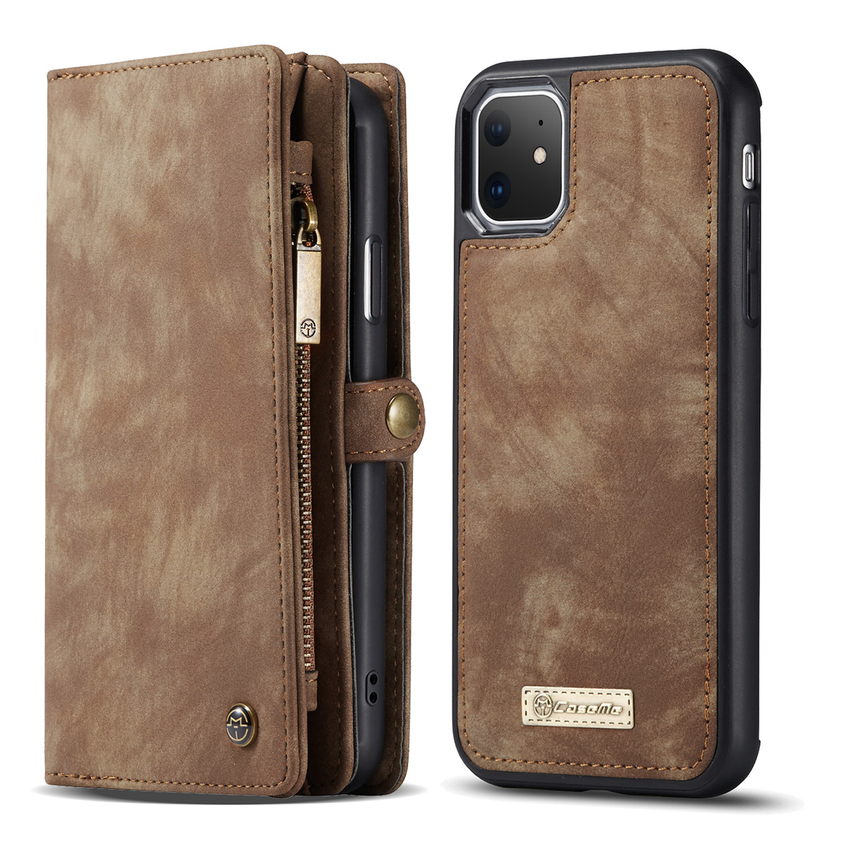 CaseMe plånboksfodral med magnetskal, iPhone 11, brun
