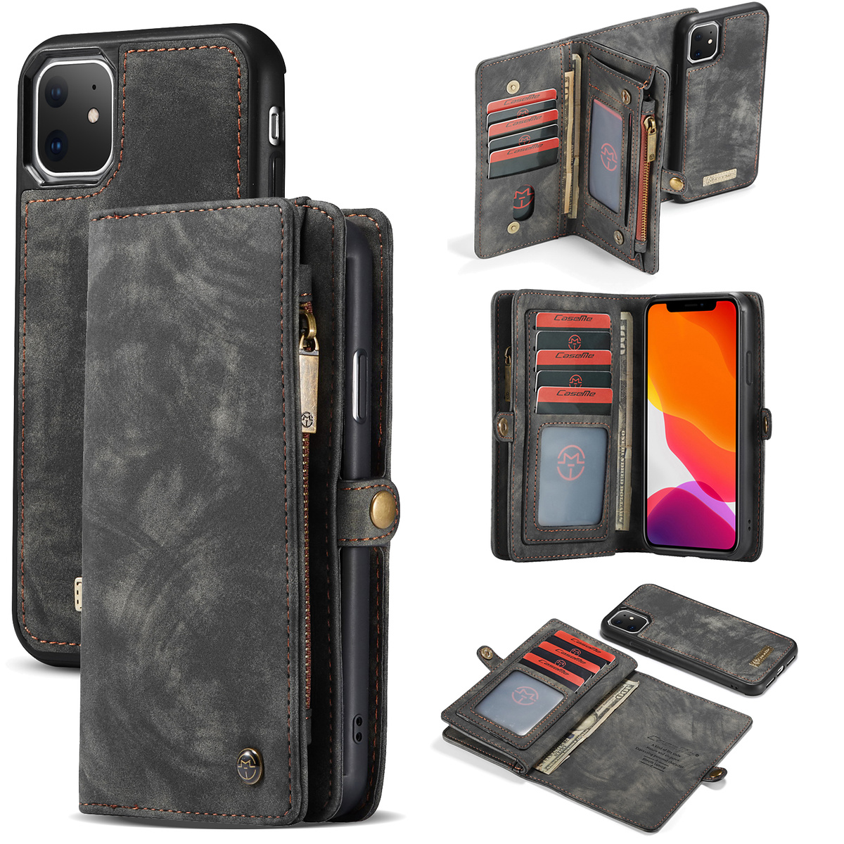 CaseMe plånboksfodral med magnetskal, iPhone 11, svart