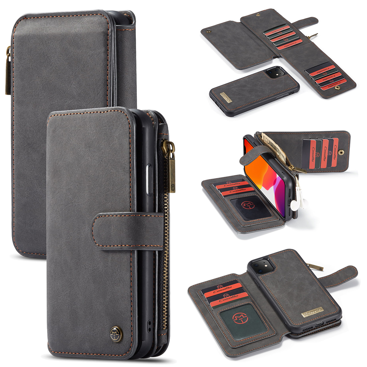 CaseMe plånboksfodral med magnetskal till iPhone 11, svart