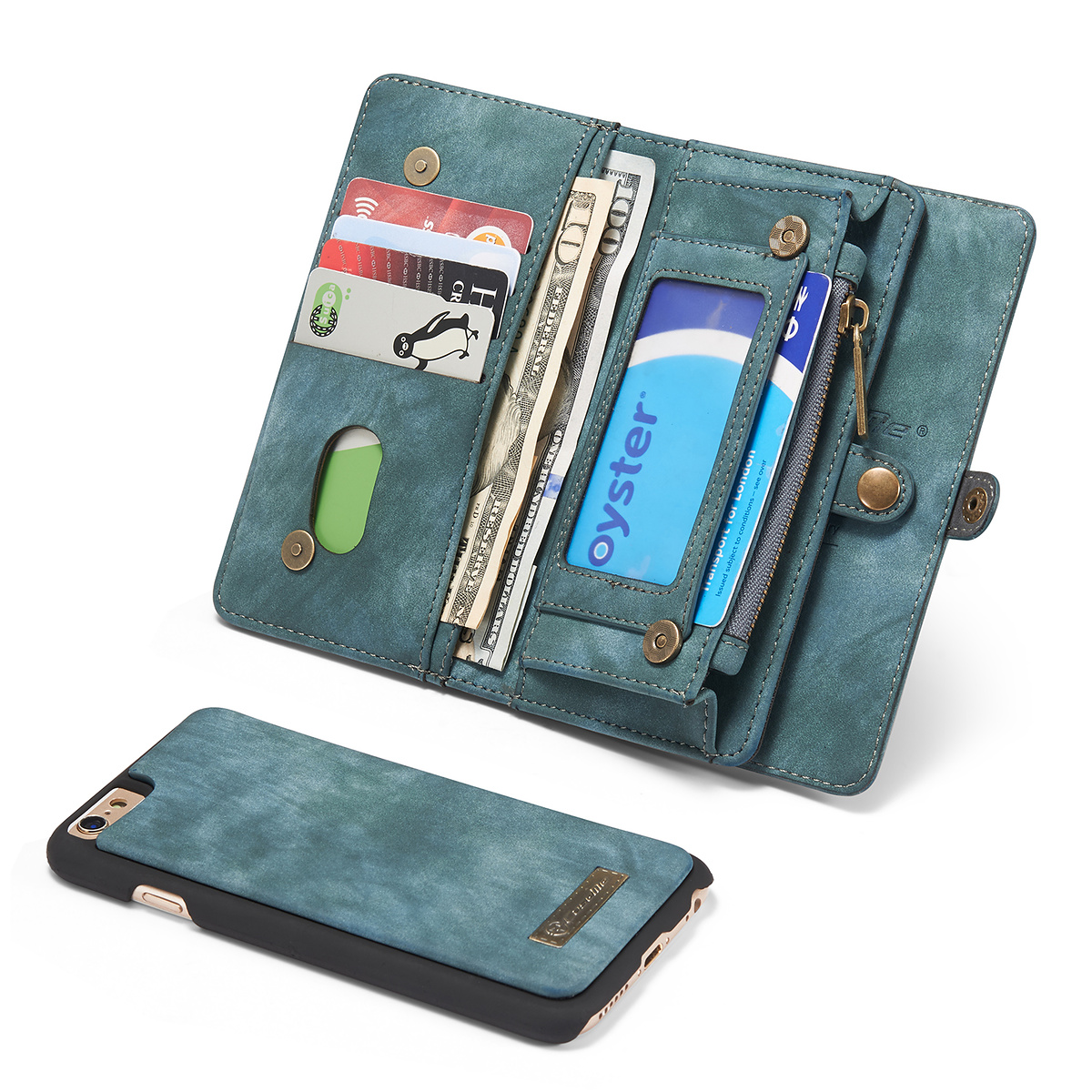 CaseMe plånboksfodral med magnetskal till iPhone 6/6S, blå