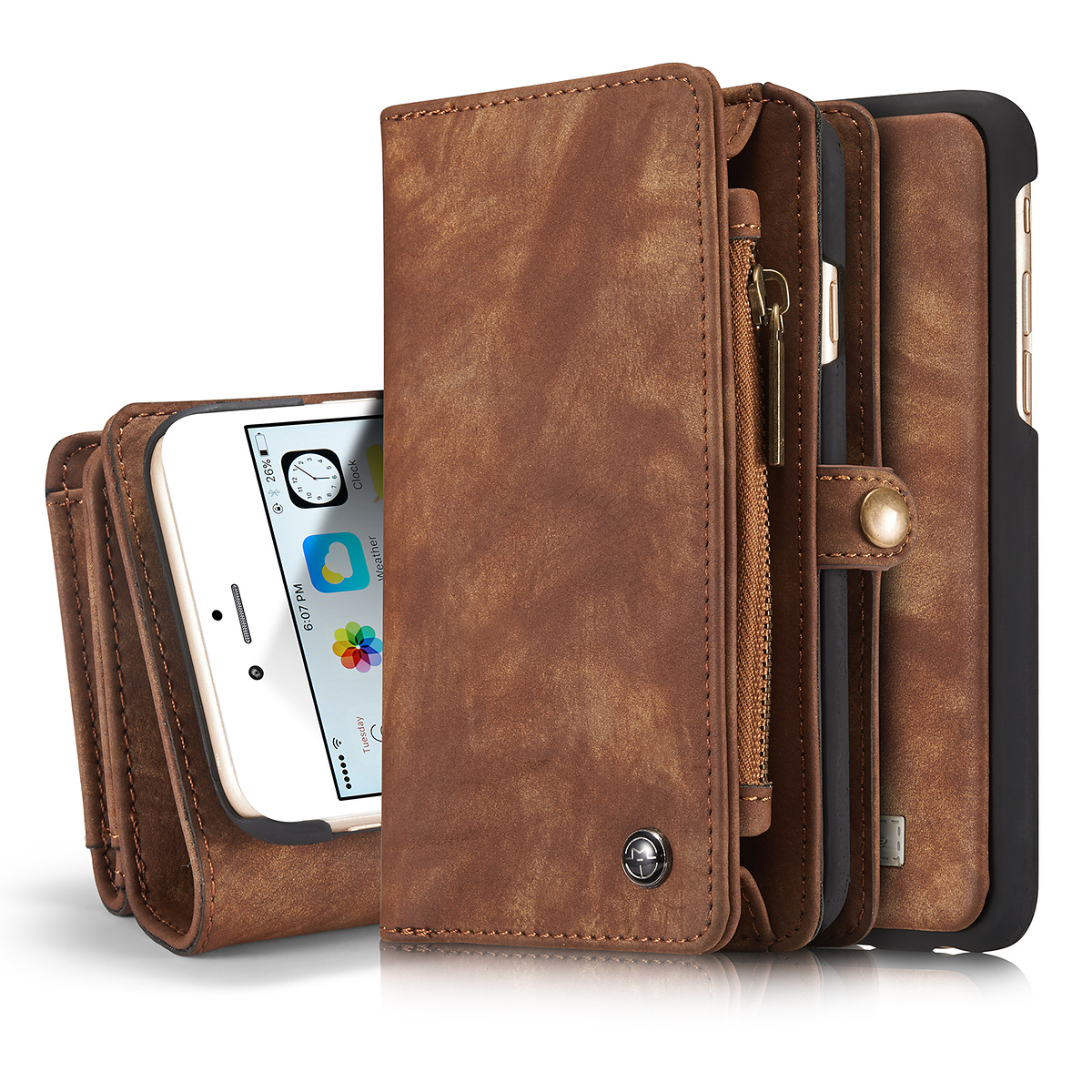 CaseMe plånboksfodral med magnetskal, iPhone 6/6S, brun