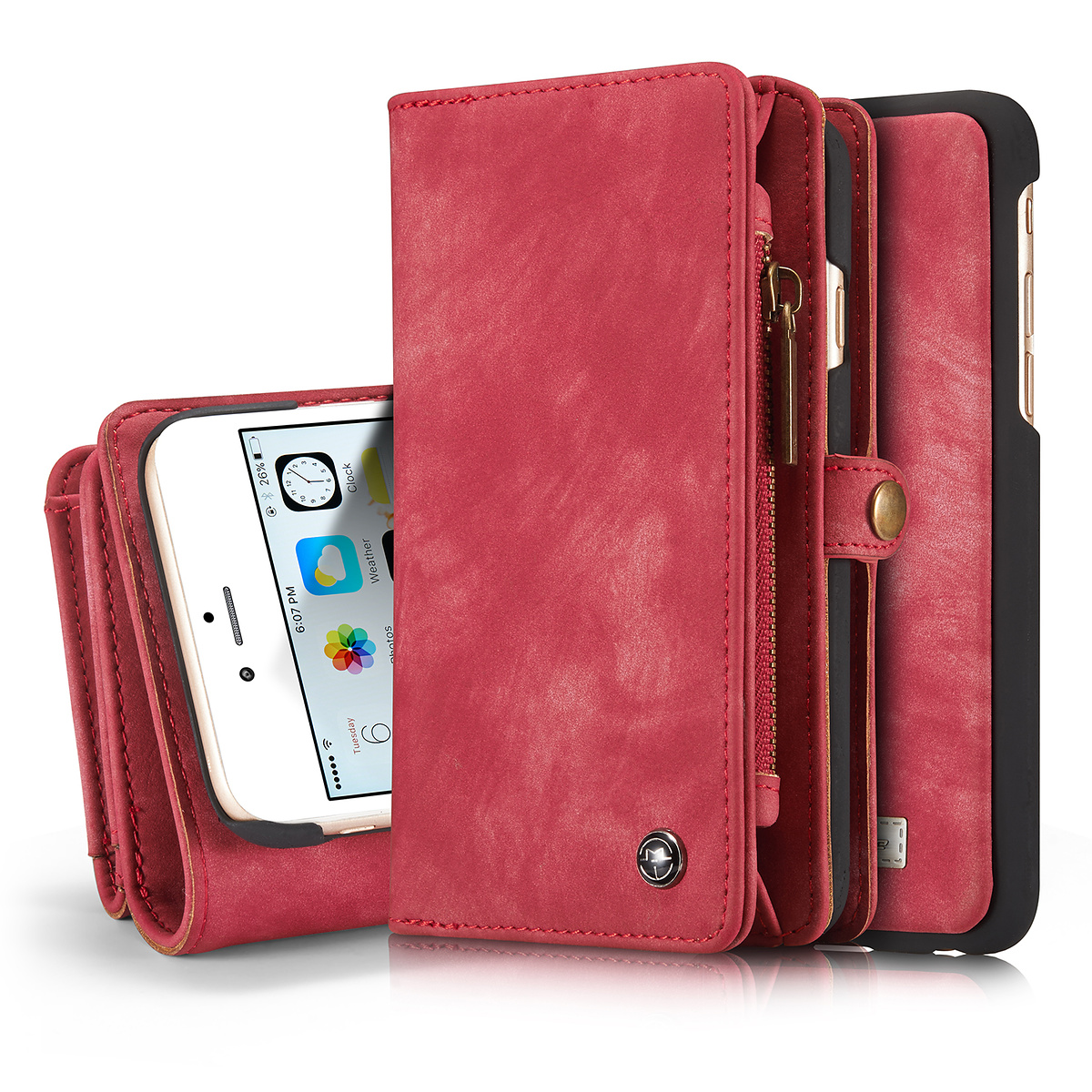 CaseMe plånboksfodral med magnetskal till iPhone 6/6S, röd