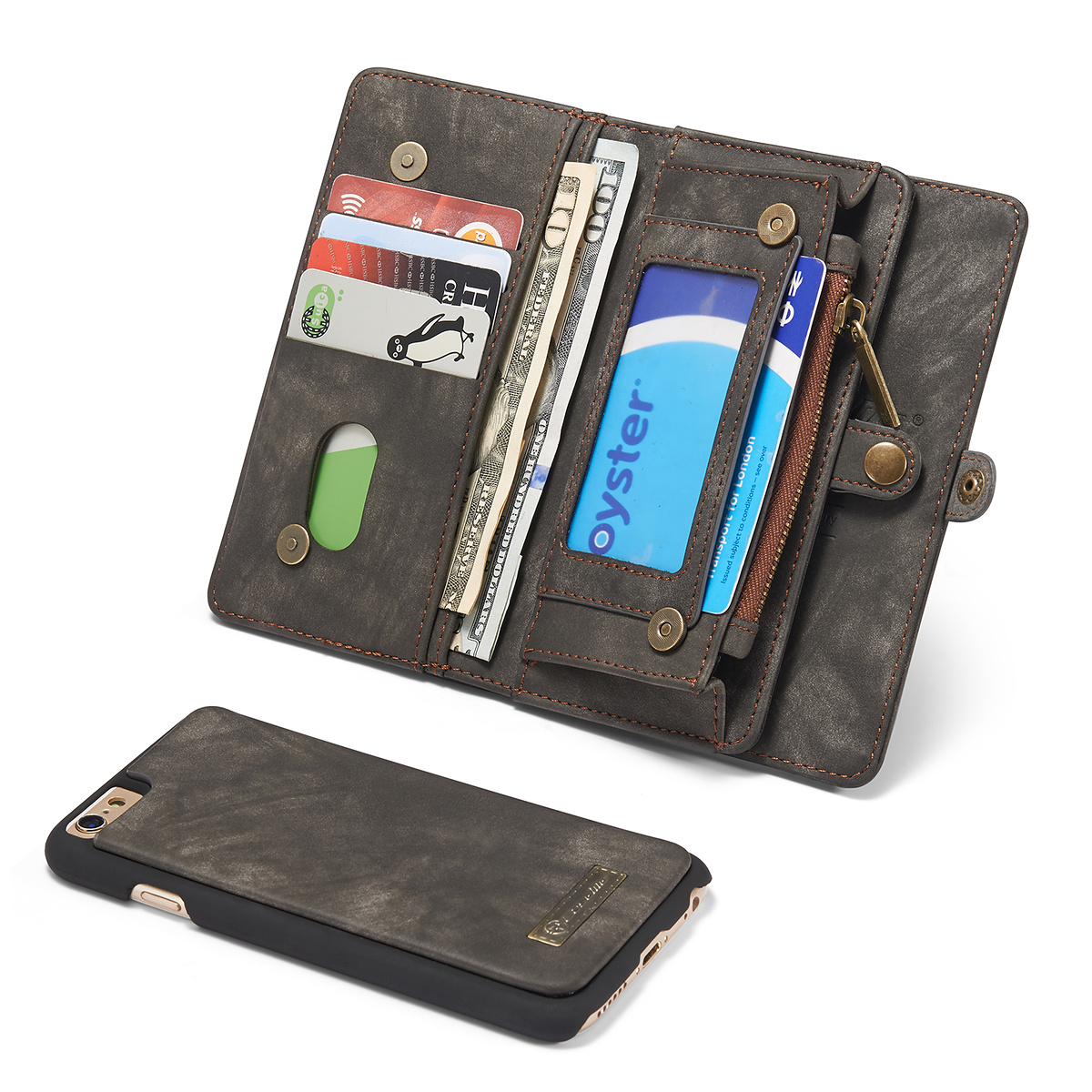 CaseMe plånboksfodral med magnetskal till iPhone 6/6S, svart