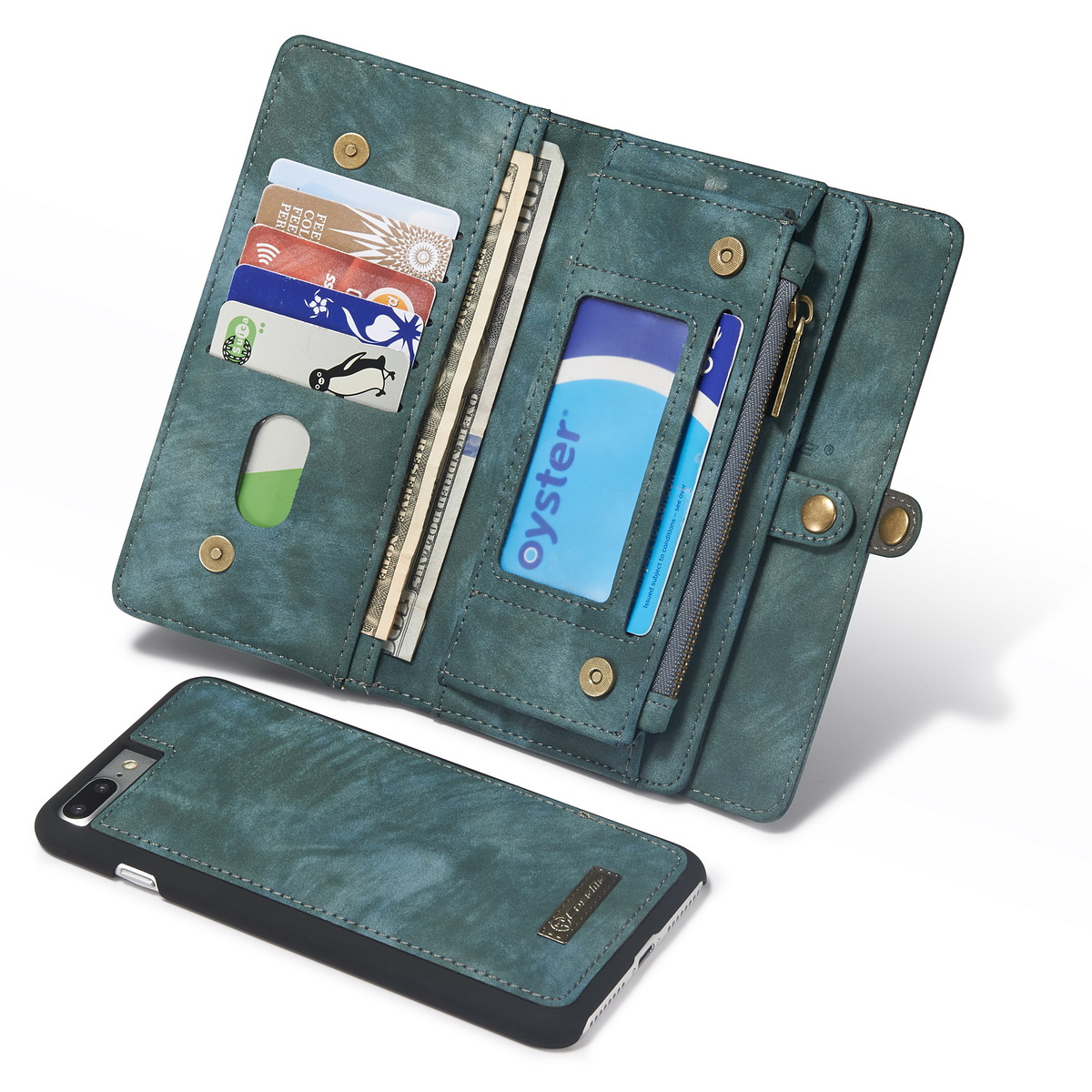 CaseMe plånboksfodral med magnetskal, iPhone 7/8 Plus, blå