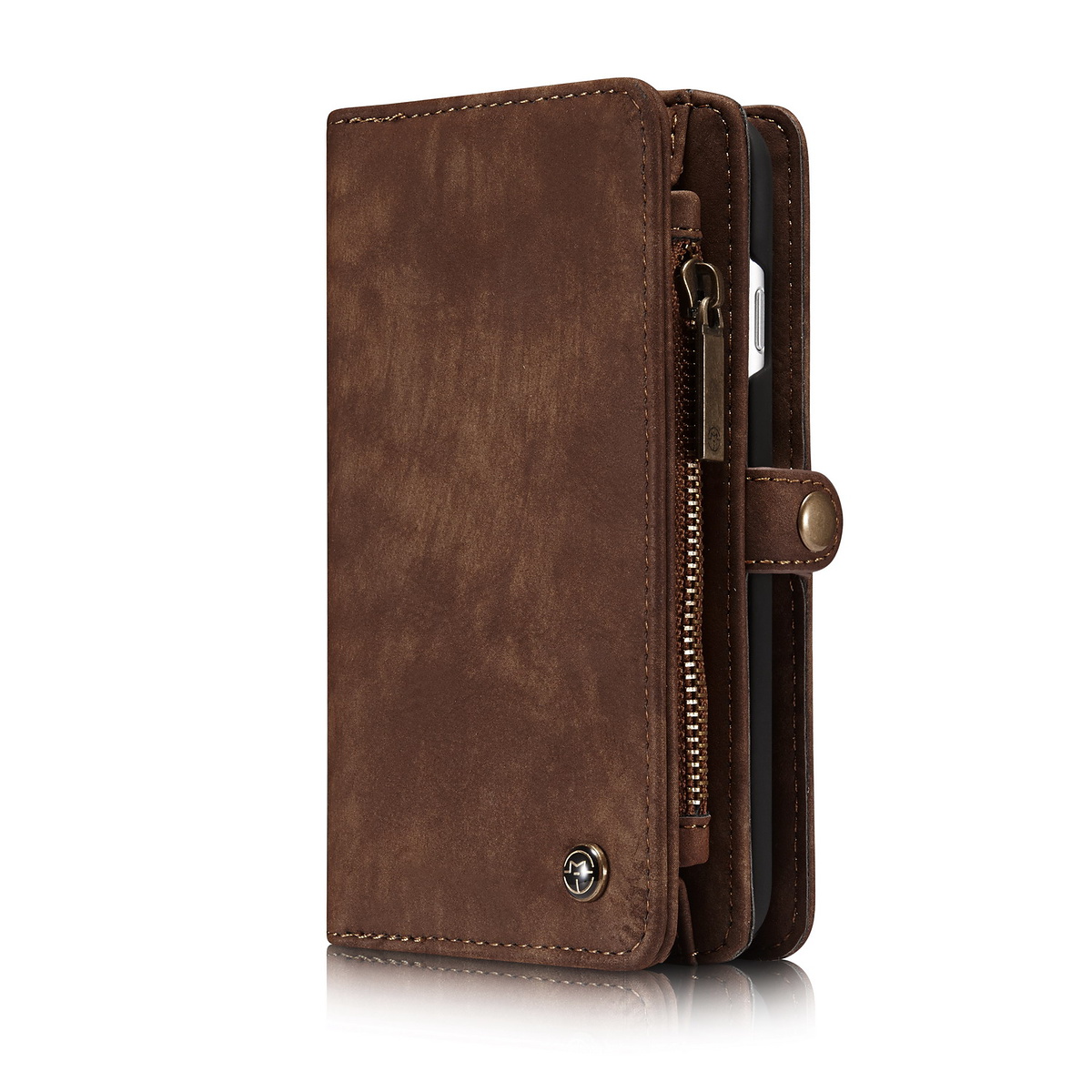 CaseMe plånboksfodral med magnetskal, iPhone 7/8, brun