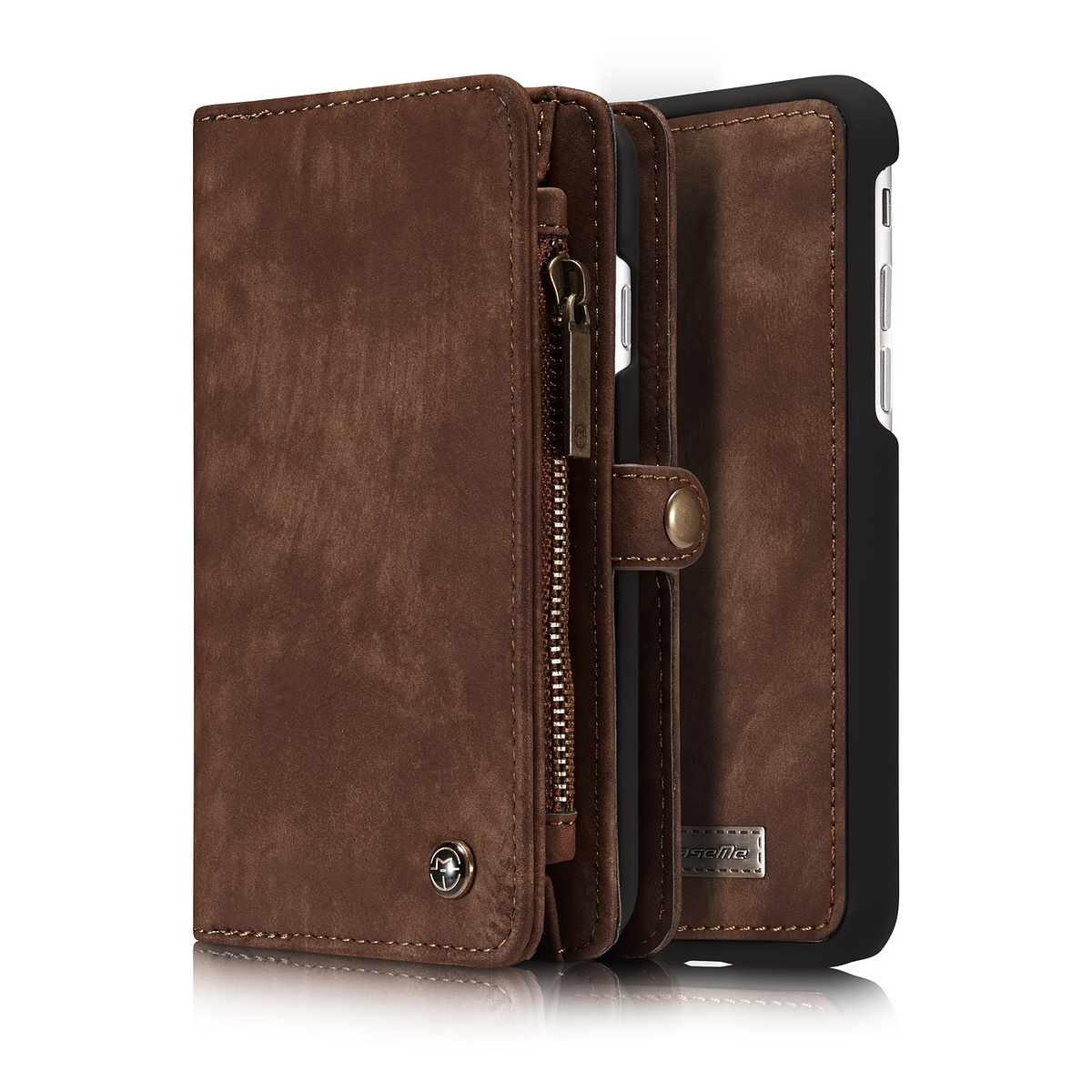 CaseMe plånboksfodral med magnetskal, iPhone 7/8, brun