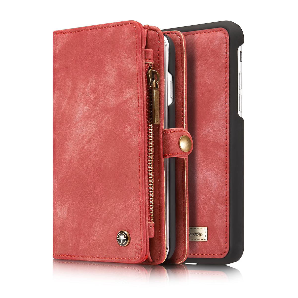 CaseMe plånboksfodral med magnetskal, iPhone 7/8, röd