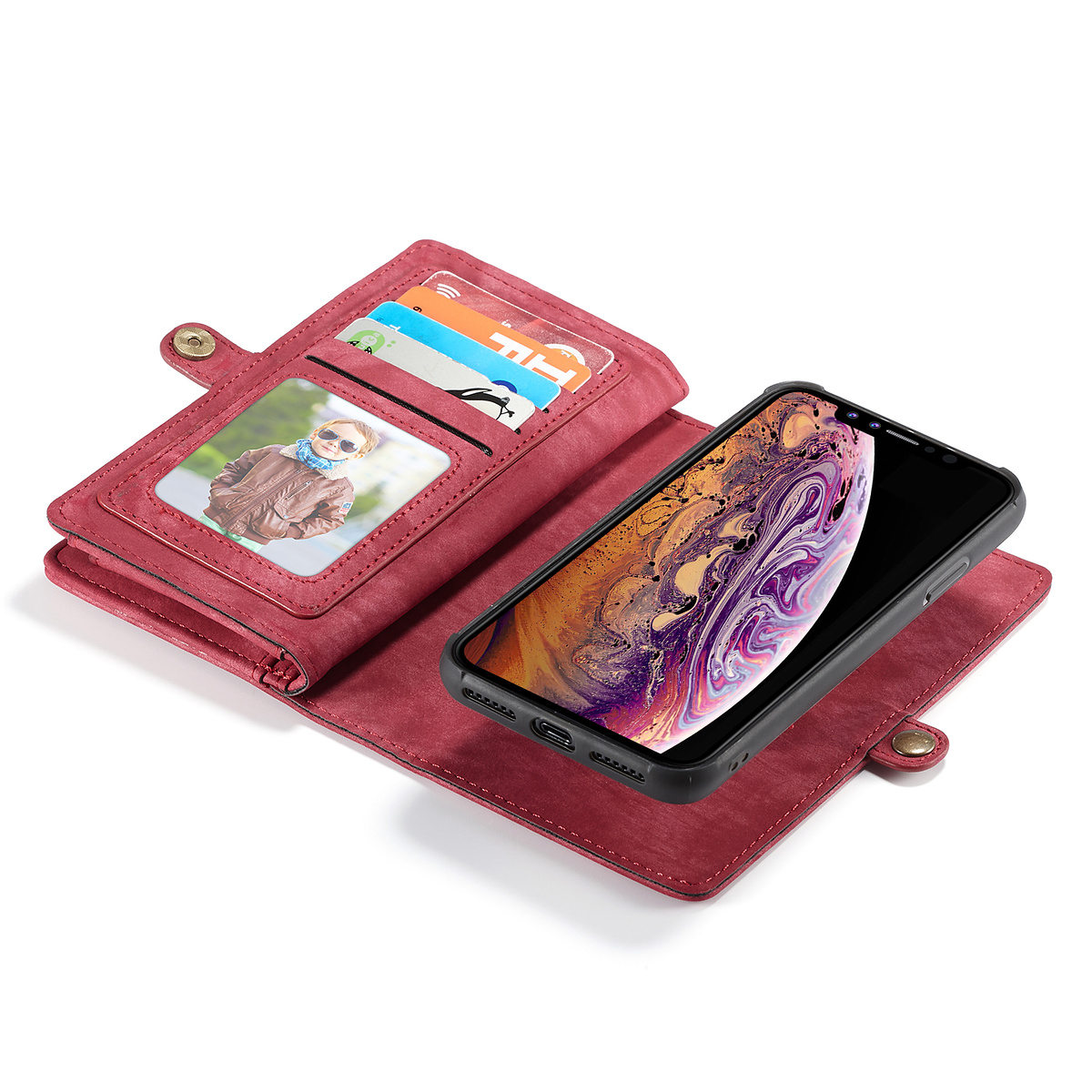CaseMe plånboksfodral med magnetskal, iPhone XR, röd