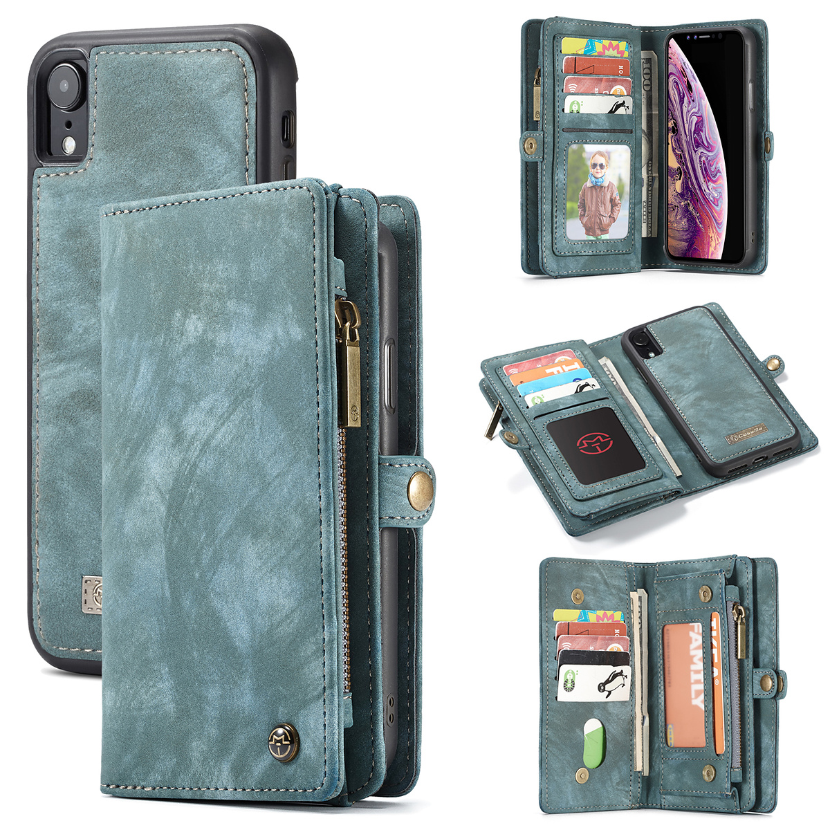 CaseMe plånboksfodral med magnetskal, iPhone XR, blå