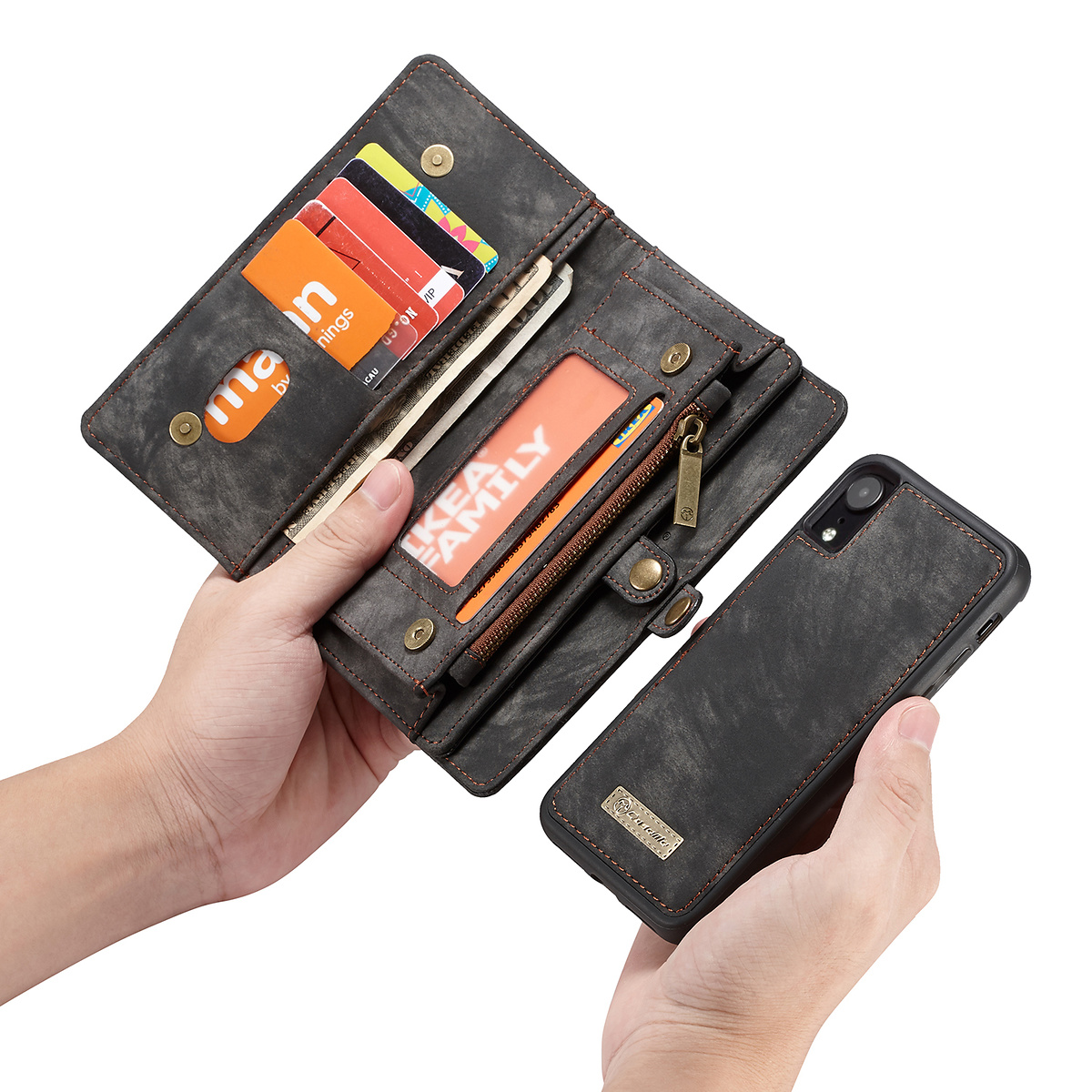 CaseMe plånboksfodral med magnetskal, iPhone XR, svart