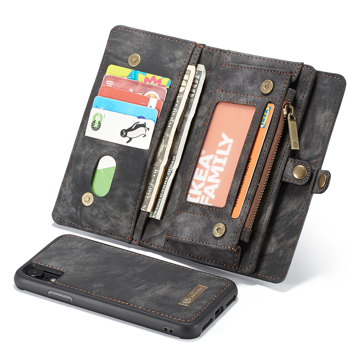 CaseMe plånboksfodral med magnetskal, iPhone XR, svart