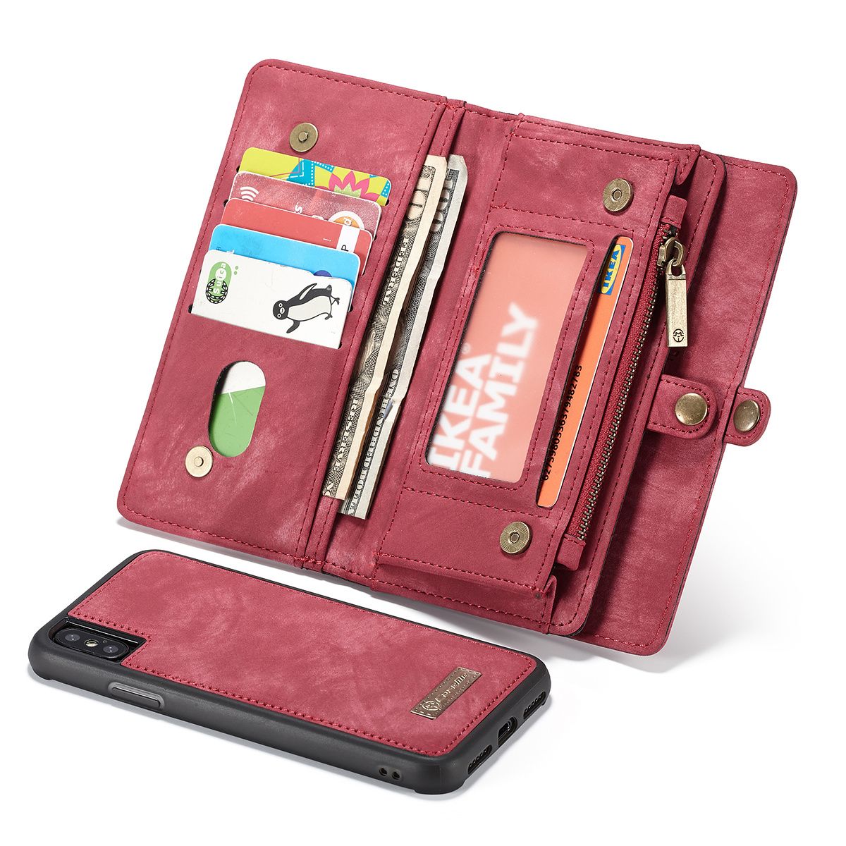 CaseMe plånboksfodral med magnetskal till iPhone XS Max, röd