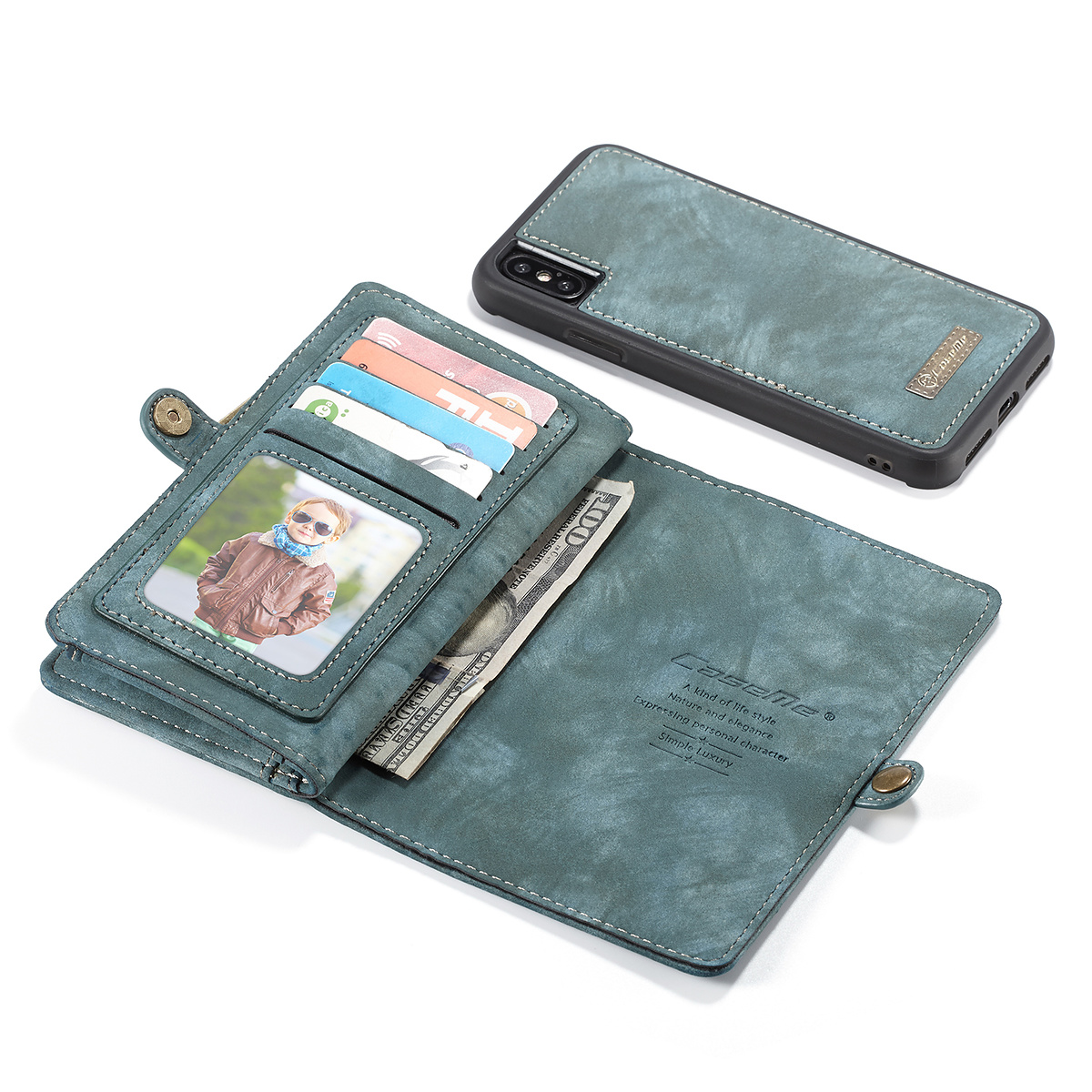 CaseMe plånboksfodral med magnetskal till iPhone X/XS, blå