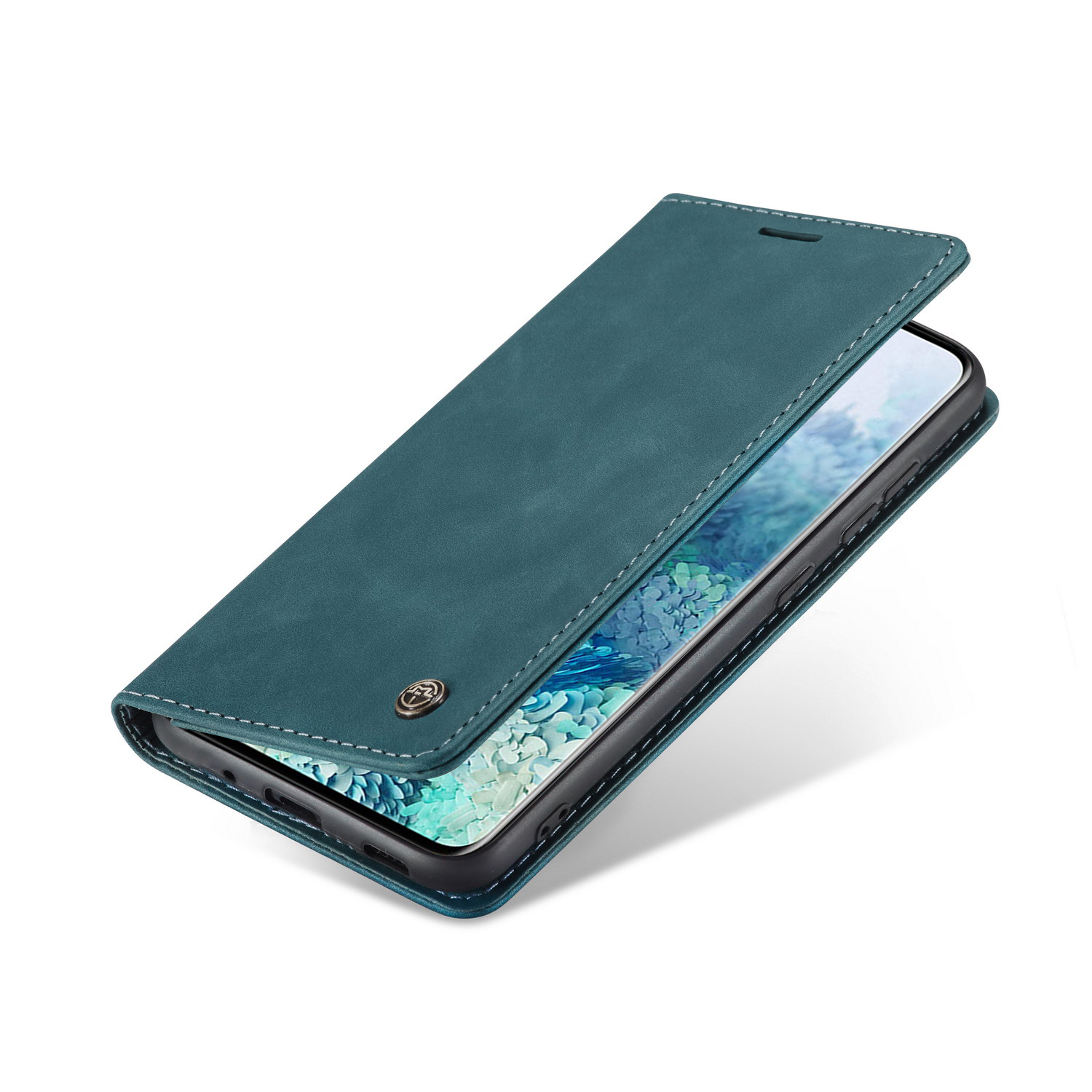 CASEME 013 Series Auto-absorbed Leather Wallet Case for S20+-Blue