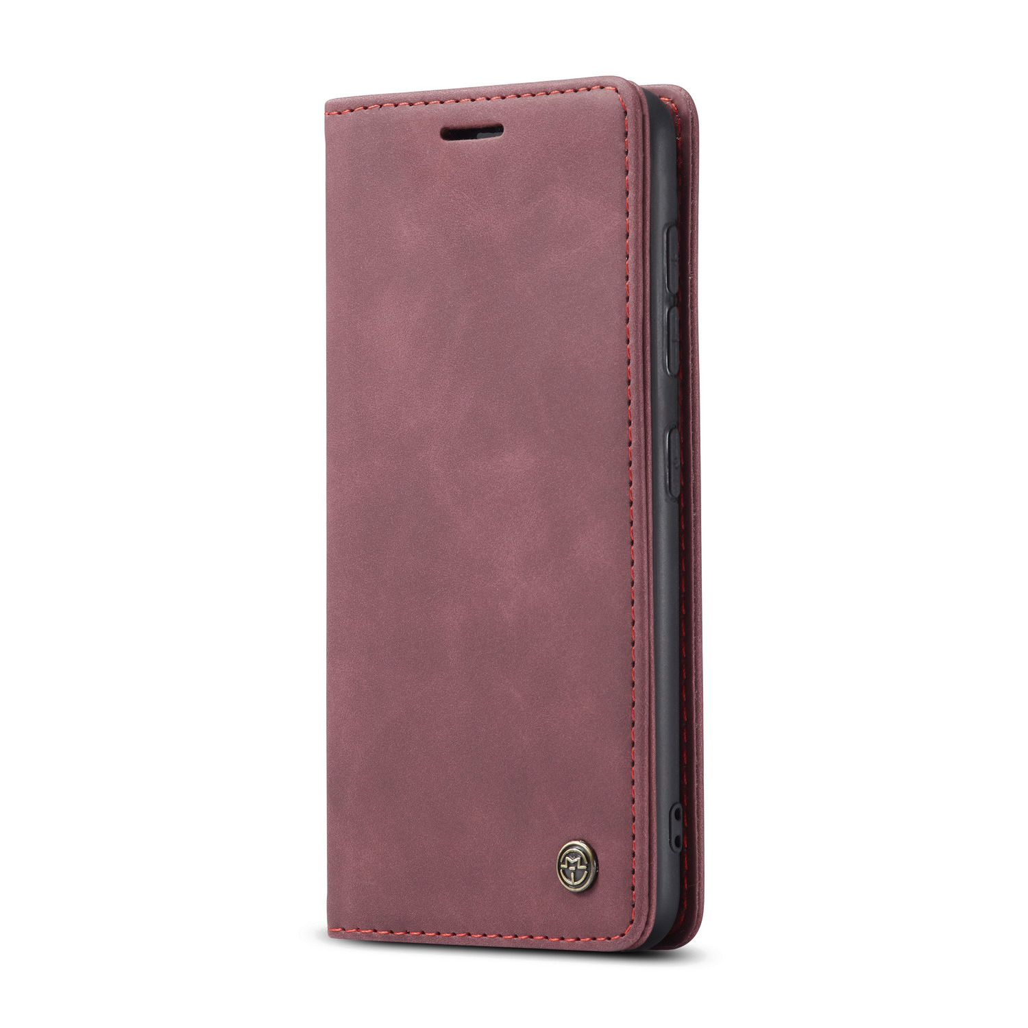 CASEME 013 Series Auto-absorbed Leather Wallet Case for S20+-Red