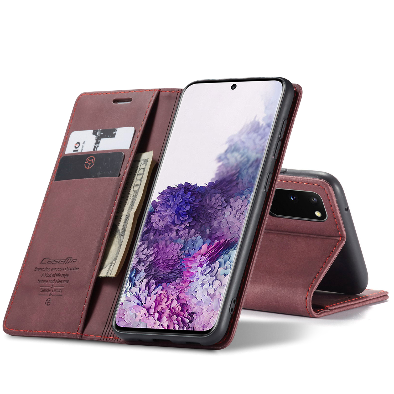 CaseMe plånboksfodral, Samsung Galaxy S20, röd
