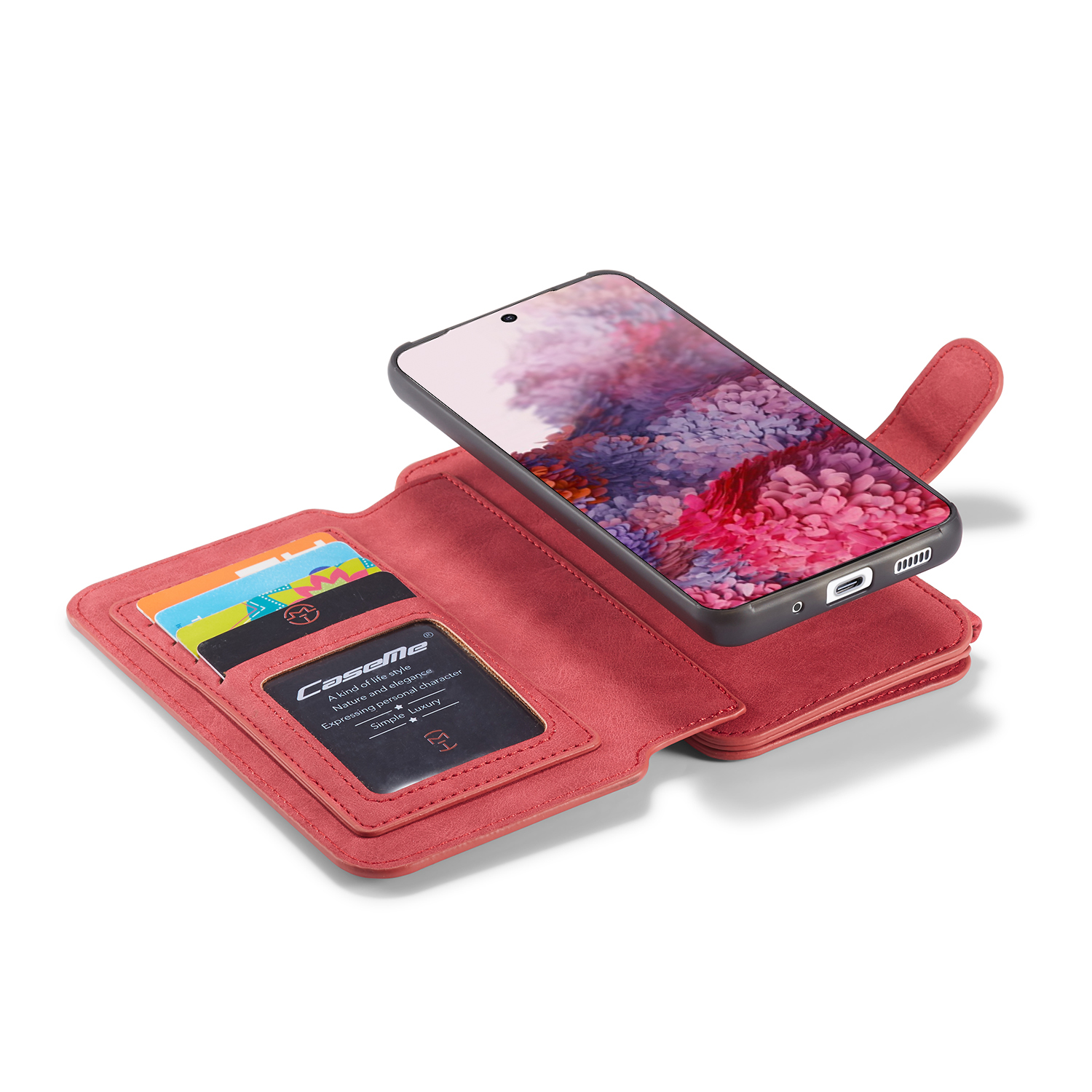 CaseMe plånboksfodral med magnetskal, Samsung Galaxy S20, röd