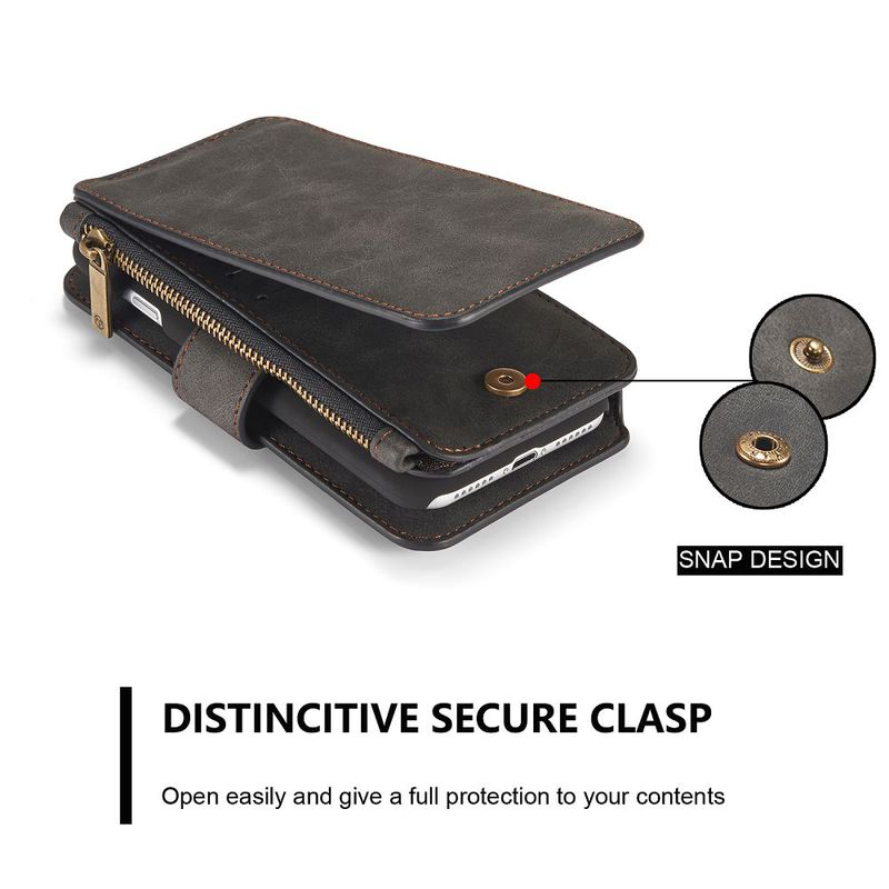 CaseMe plånboksfodral med magnetskal, iPhone 8/7, svart