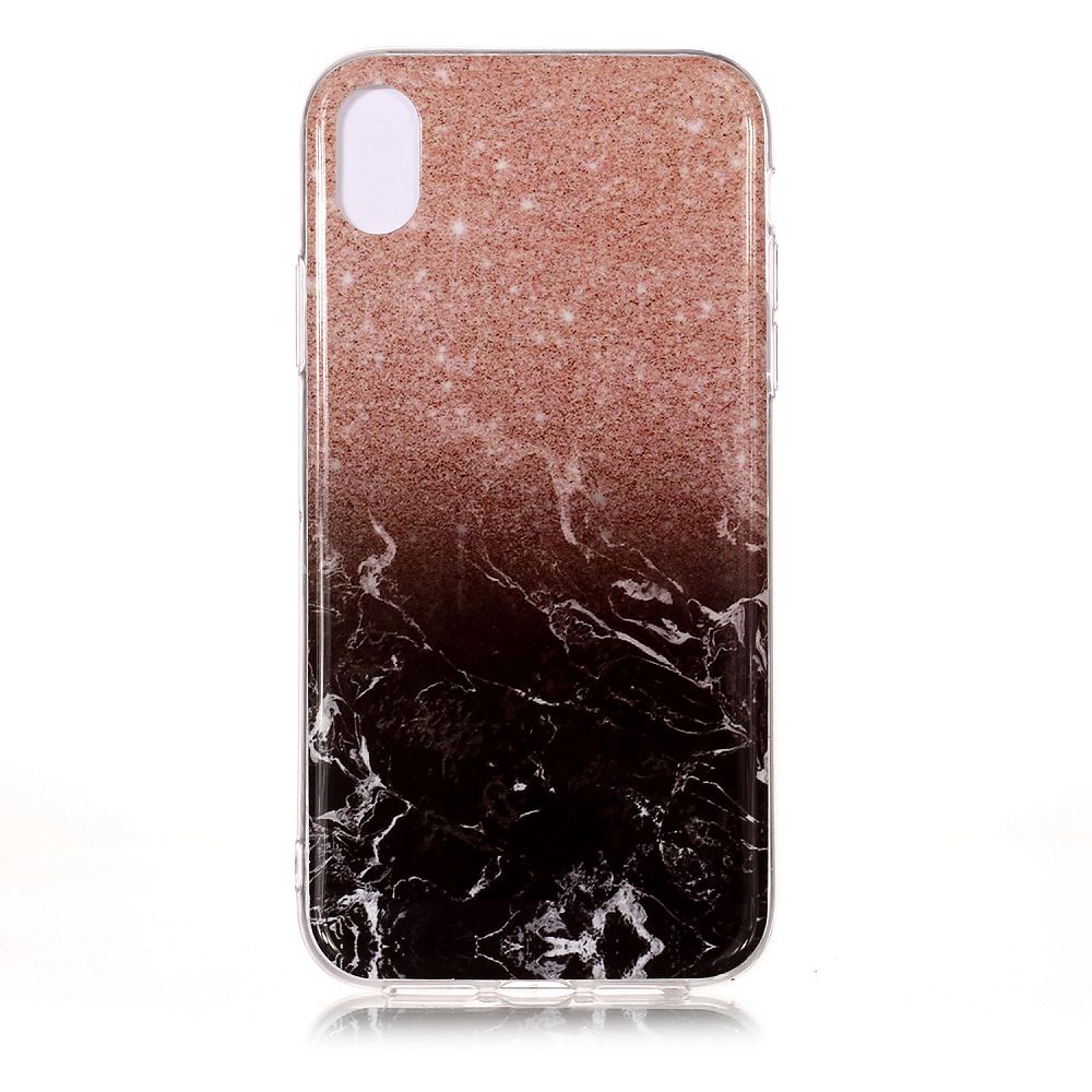 Trendigt marmorskal med mönster, iPhone XR 6.1, svart/brun