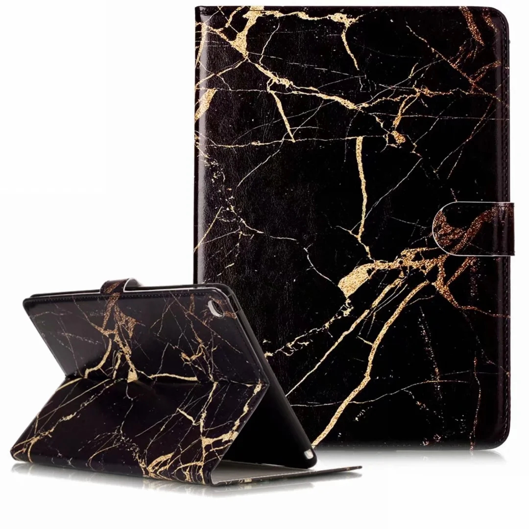 Läckert marmorerat läderfodral, iPad 10.2, svart