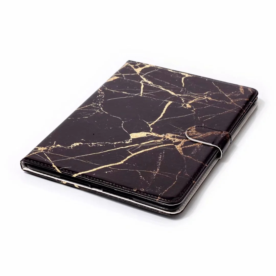 Läckert marmorerat läderfodral, iPad 10.2, svart