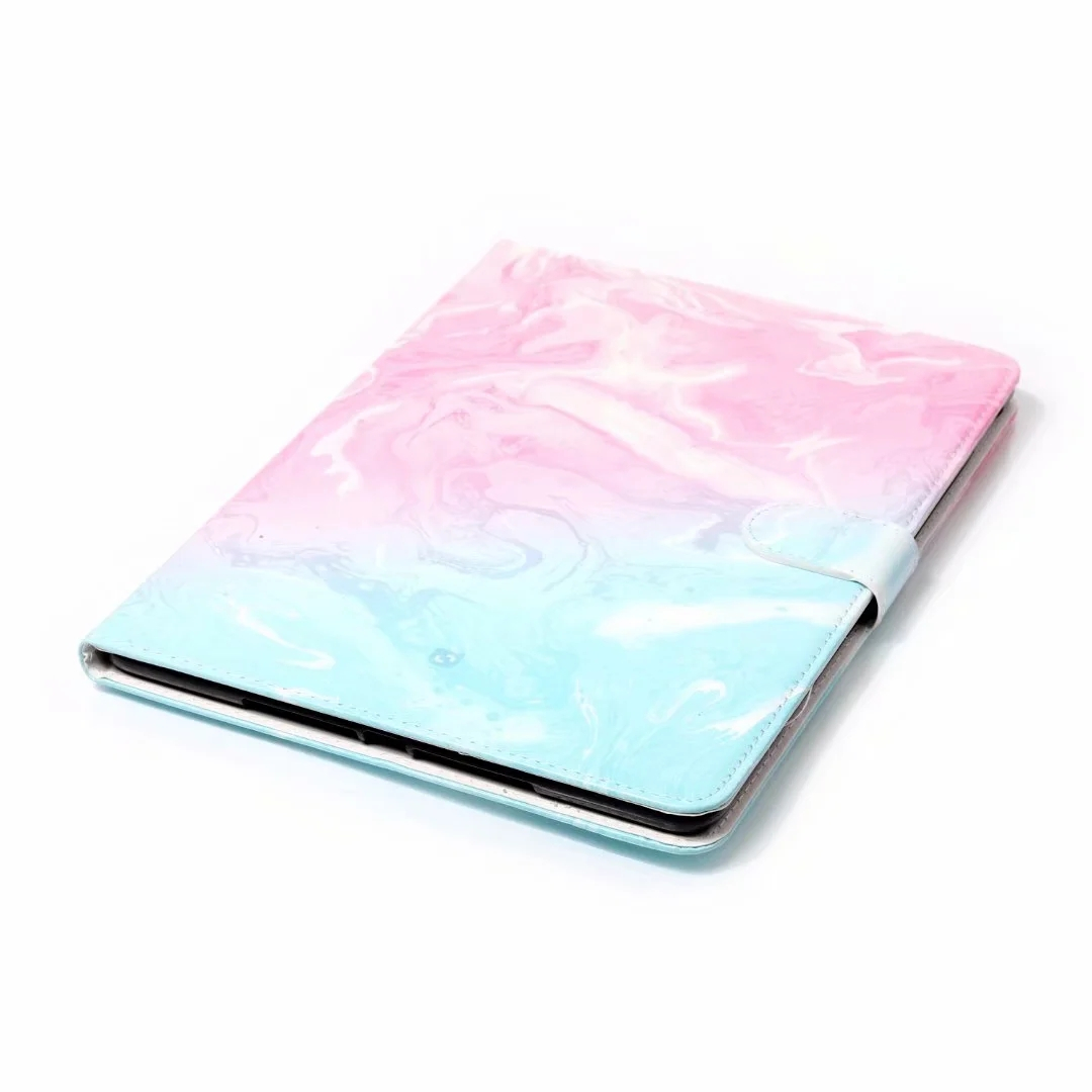 Läckert marmorerat läderfodral, iPad 10.2 / Pro 10.5 / Air 3, rosa/blå