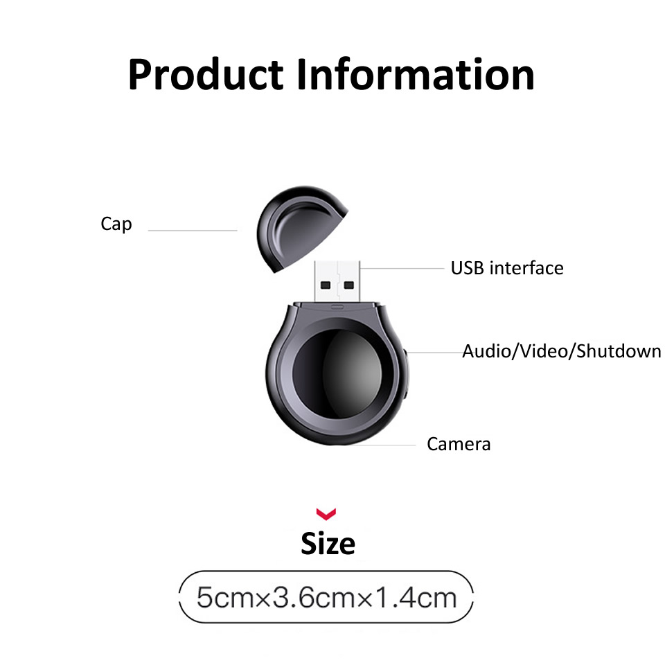 USB Minikamera med brusreducering, HD, 1080P