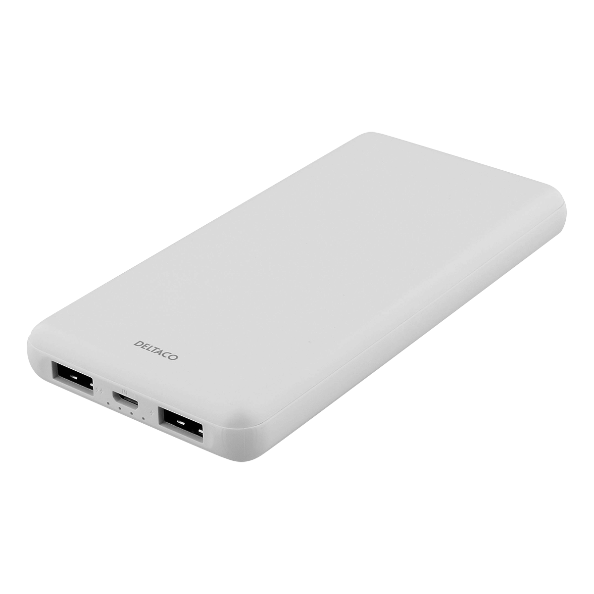 Deltaco 10.000 mAh Powerbank, 2xUSB-A,  LED-indikator, vit