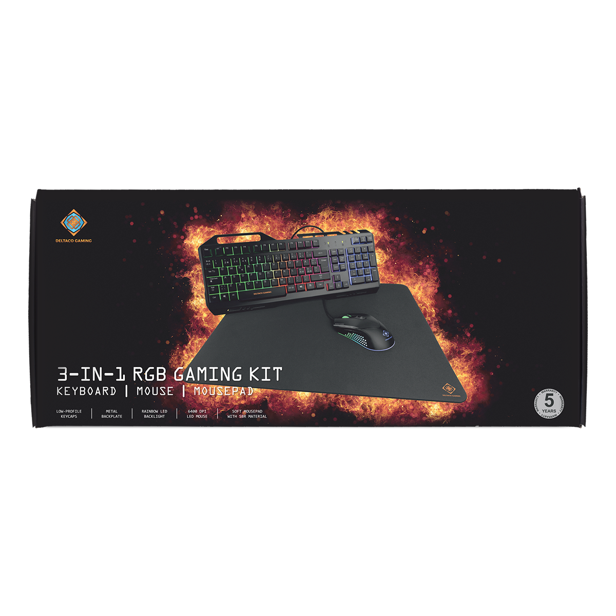 Deltaco Gaming 3-i-1 Gaming-kit, RBG LED, svart