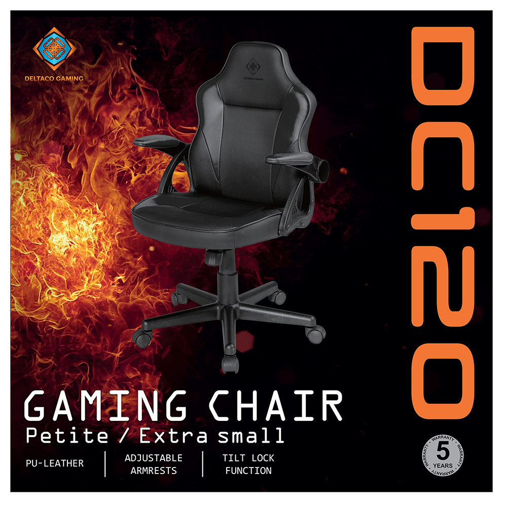 Deltaco Gaming DC120 Junior Gamingstol, konstläder, svart