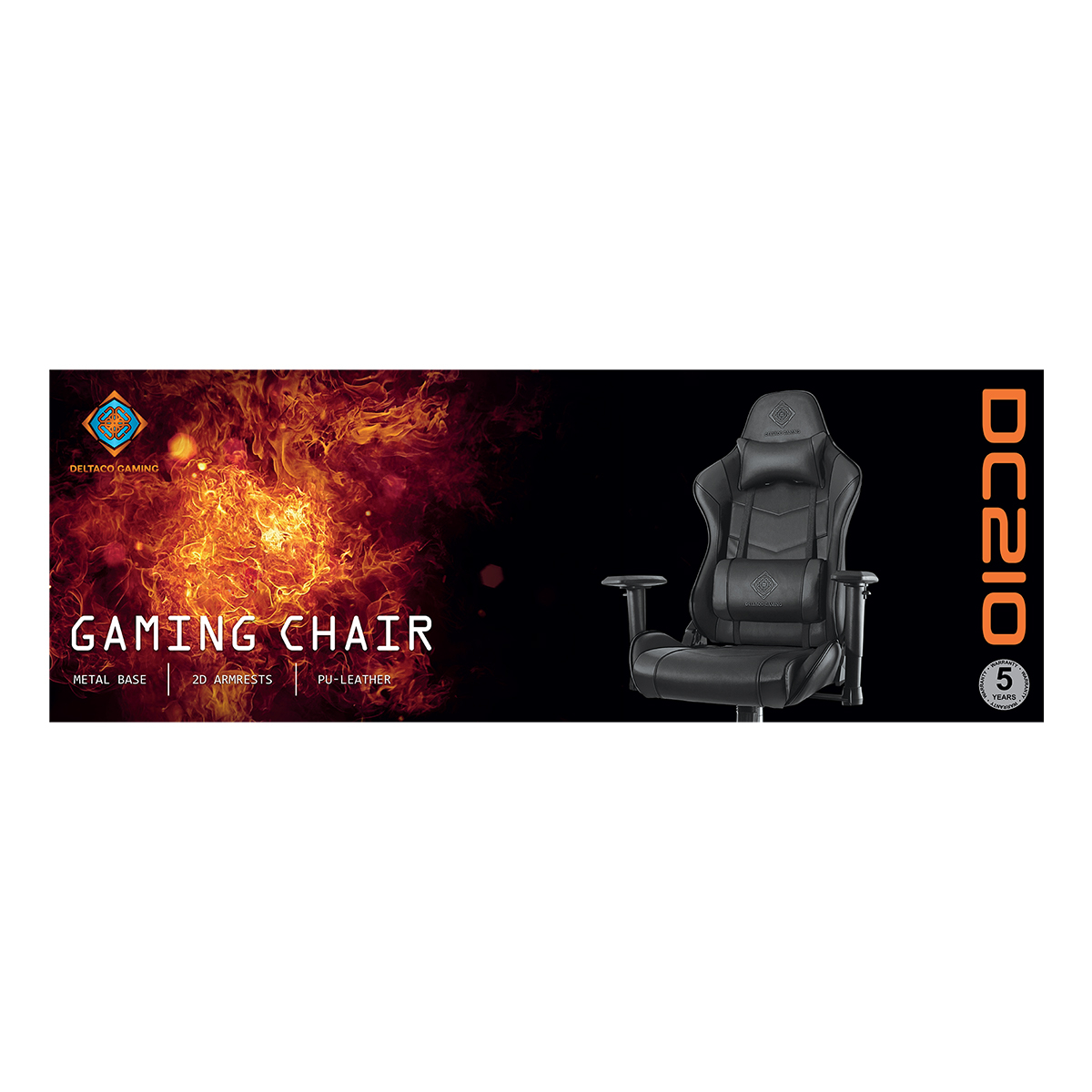 Deltaco Gaming DC210 Ergonomisk Gamingstol, konstläder, svart