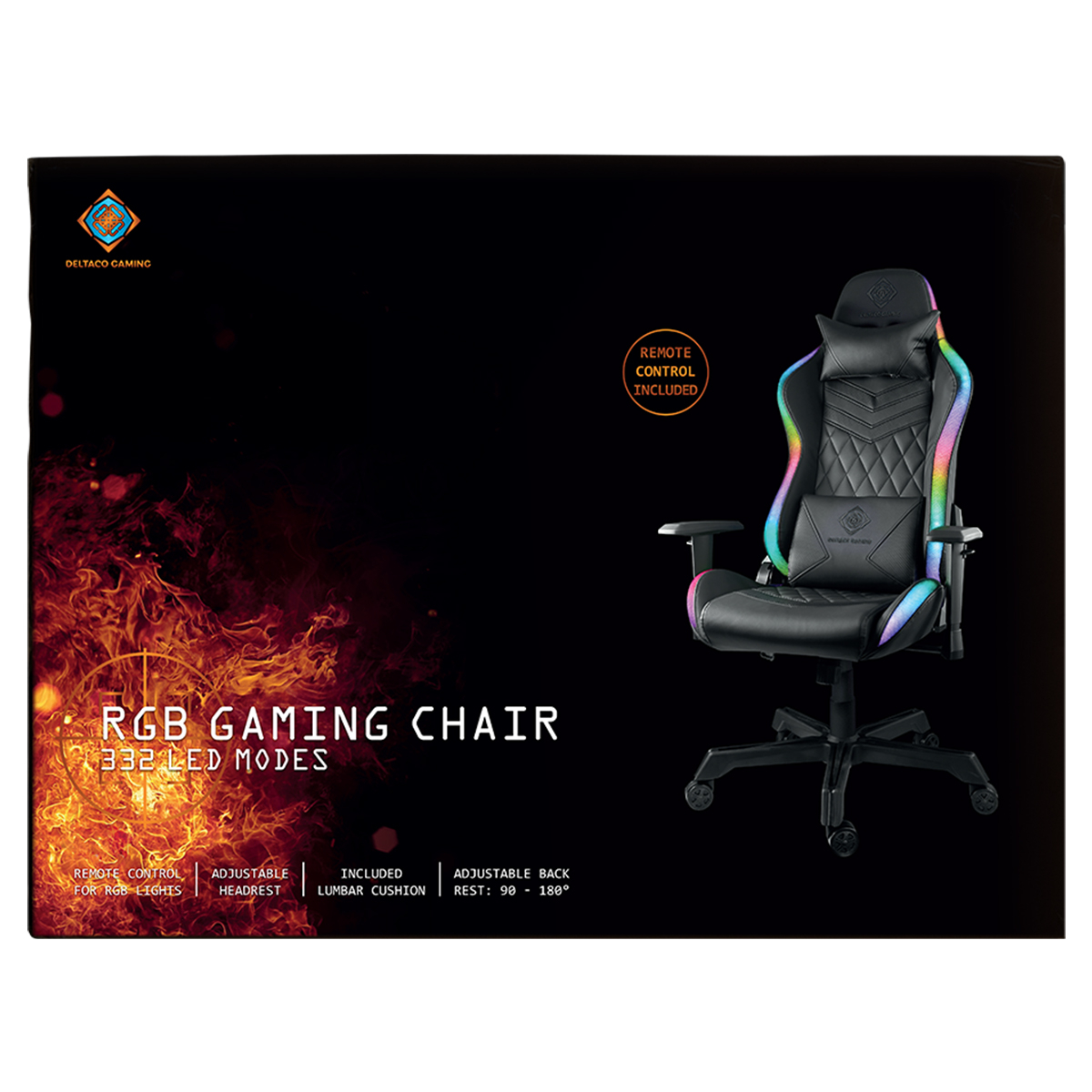 Deltaco Gaming DC410 Gamingstol med RGB-belysning, konstläder