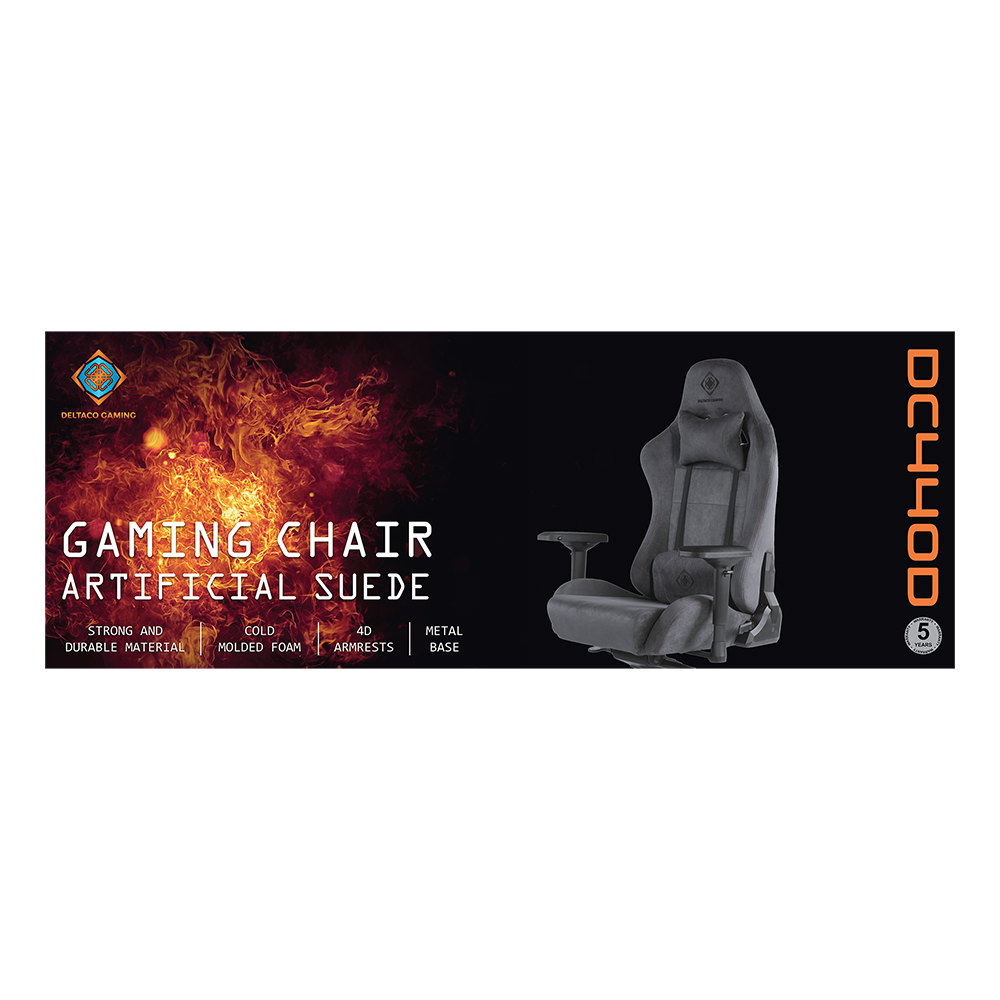 Deltaco Gaming ergonomisk gaming-stol i Alcantara-tyg, mörkgrå