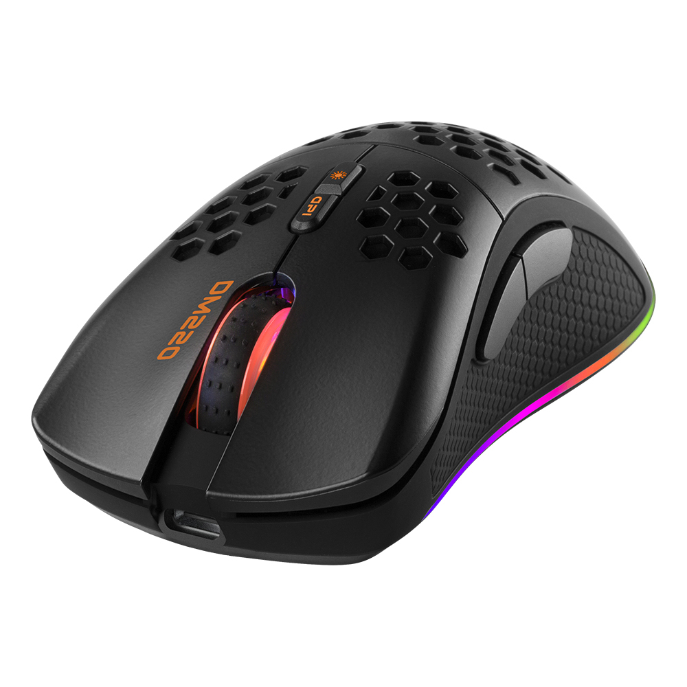 Deltaco Gaming trådlös gamingmus, RGB, USB-C kabel, svart