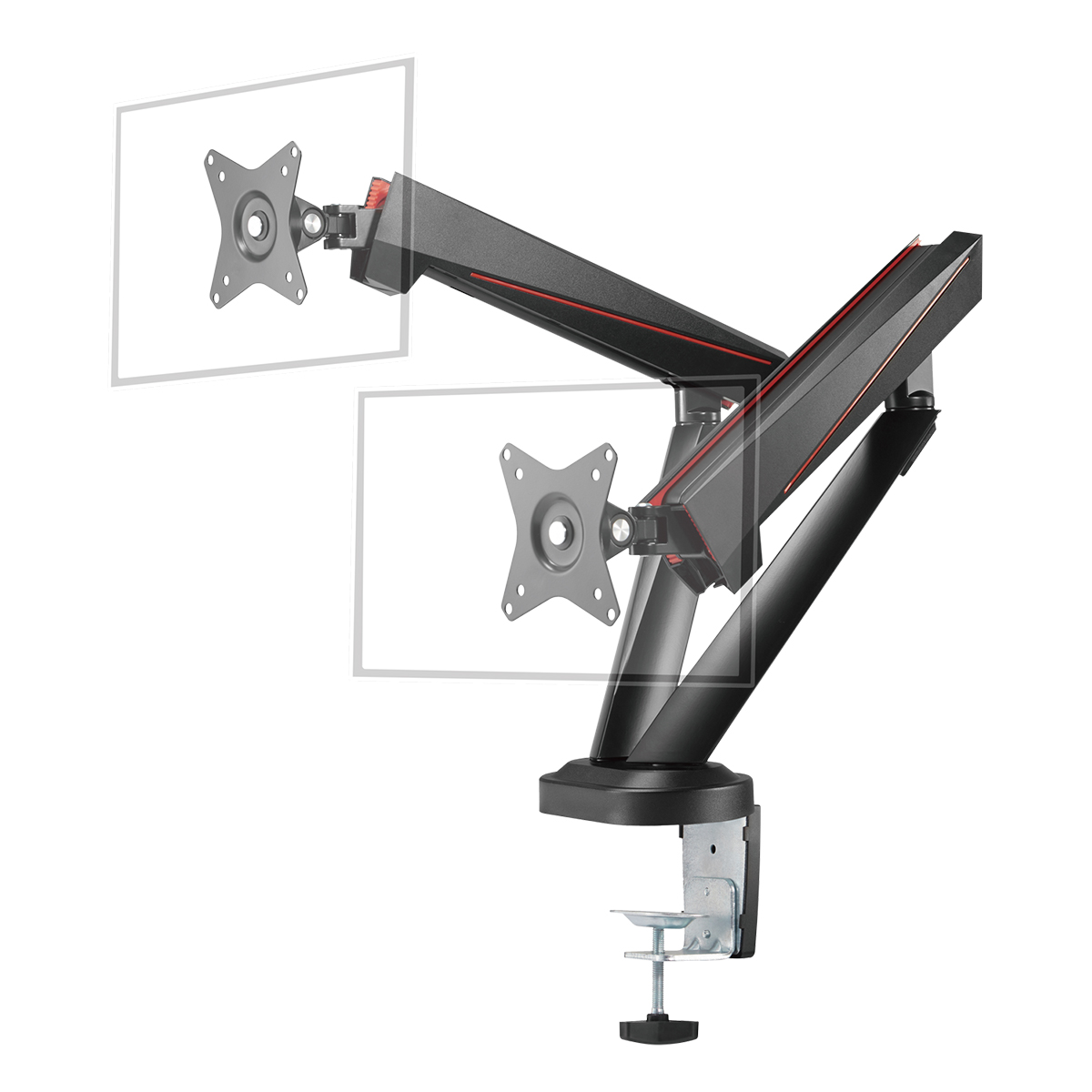 Deltaco Gaming Fjäderassisterat dubbelskärmfäste, VESA, 17-32"