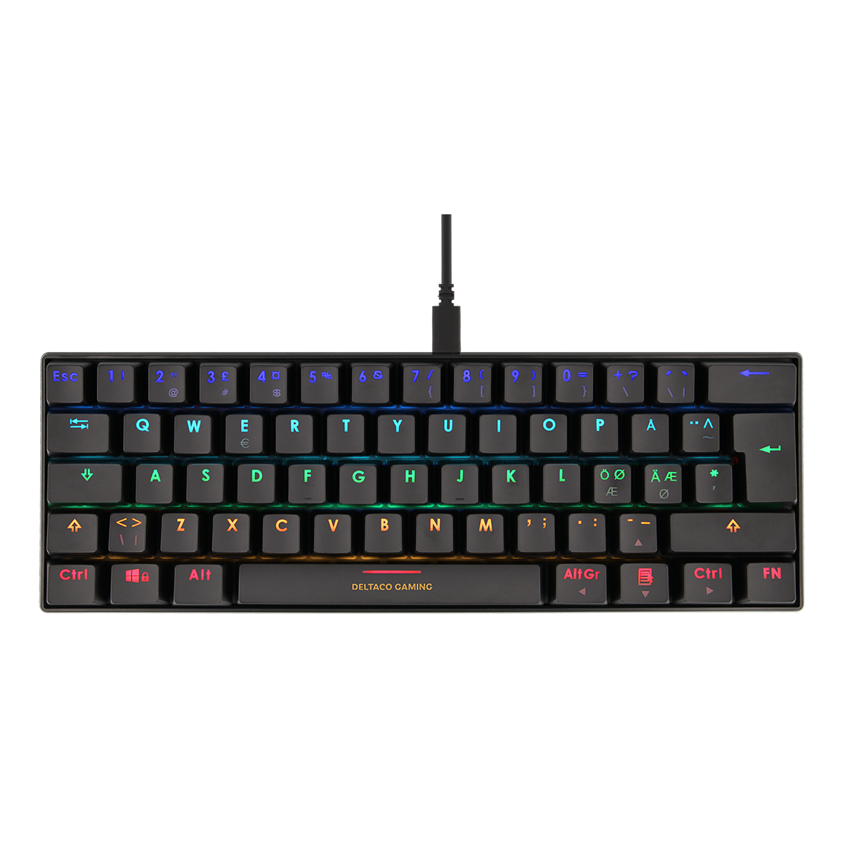 Deltaco Gaming Mini mekaniskt 60% RGB-tangentbord, trådat