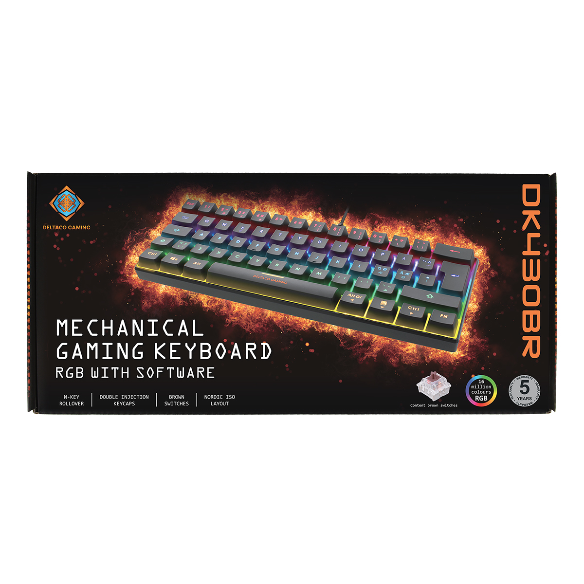 Deltaco Gaming Mini mekaniskt 60% RGB-tangentbord, trådat