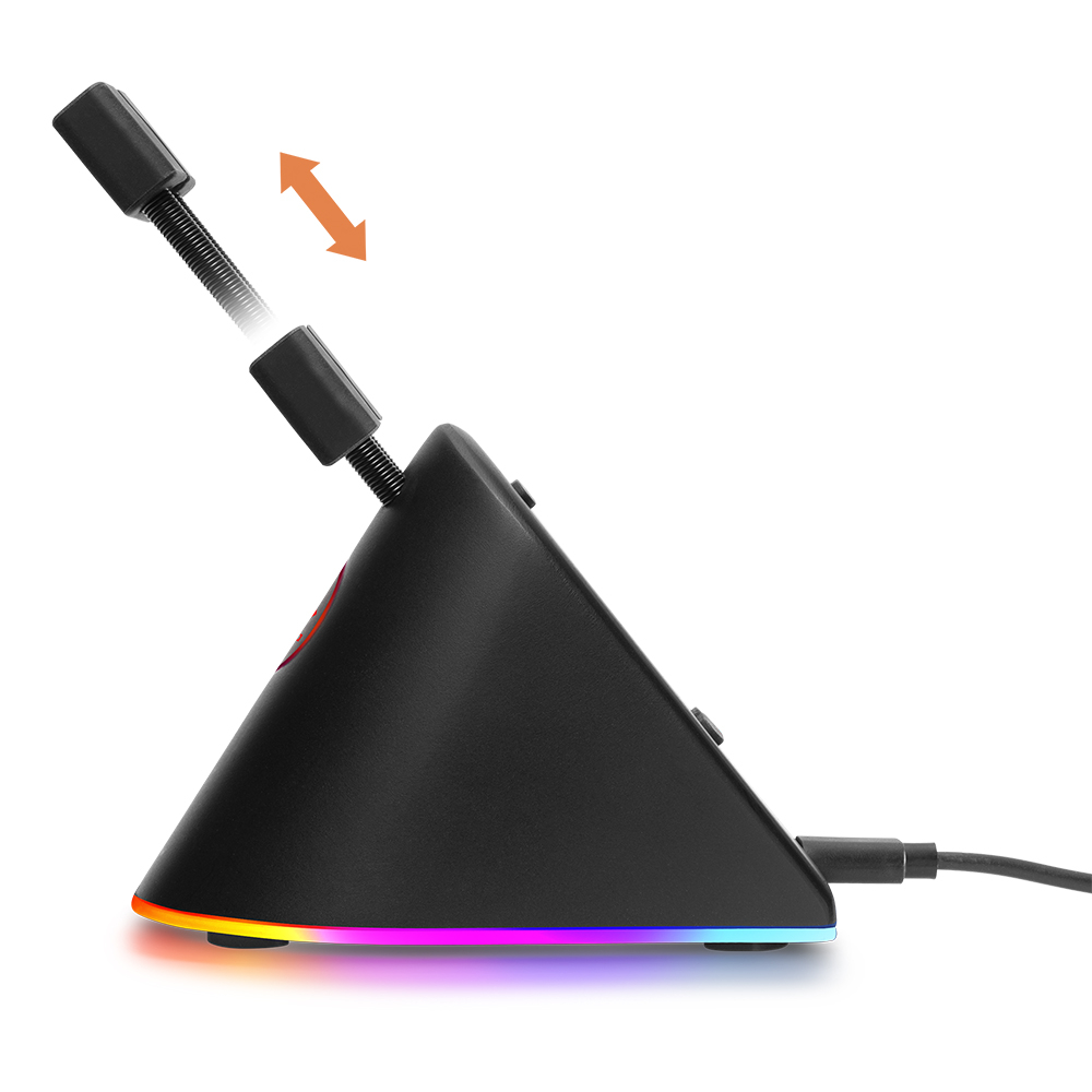 Deltaco Gaming RGB mus-bungee med utdragbar arm, svart