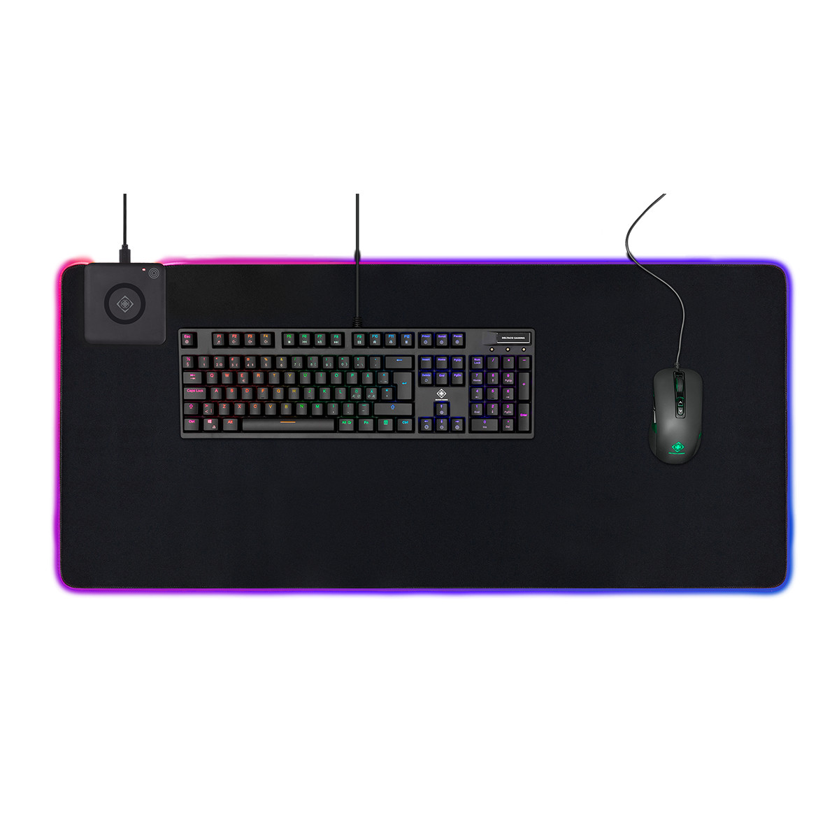 DELTACO GAMING RGB mousepad, fast wireless charging, 900x400x4mm