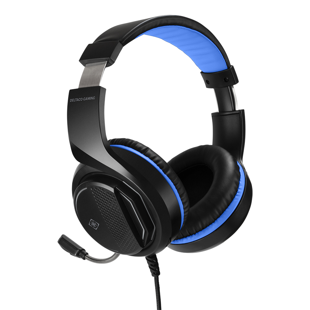 Deltaco Gaming Stereo-headset till PS5, 3.5mm, 2m kabel, svart