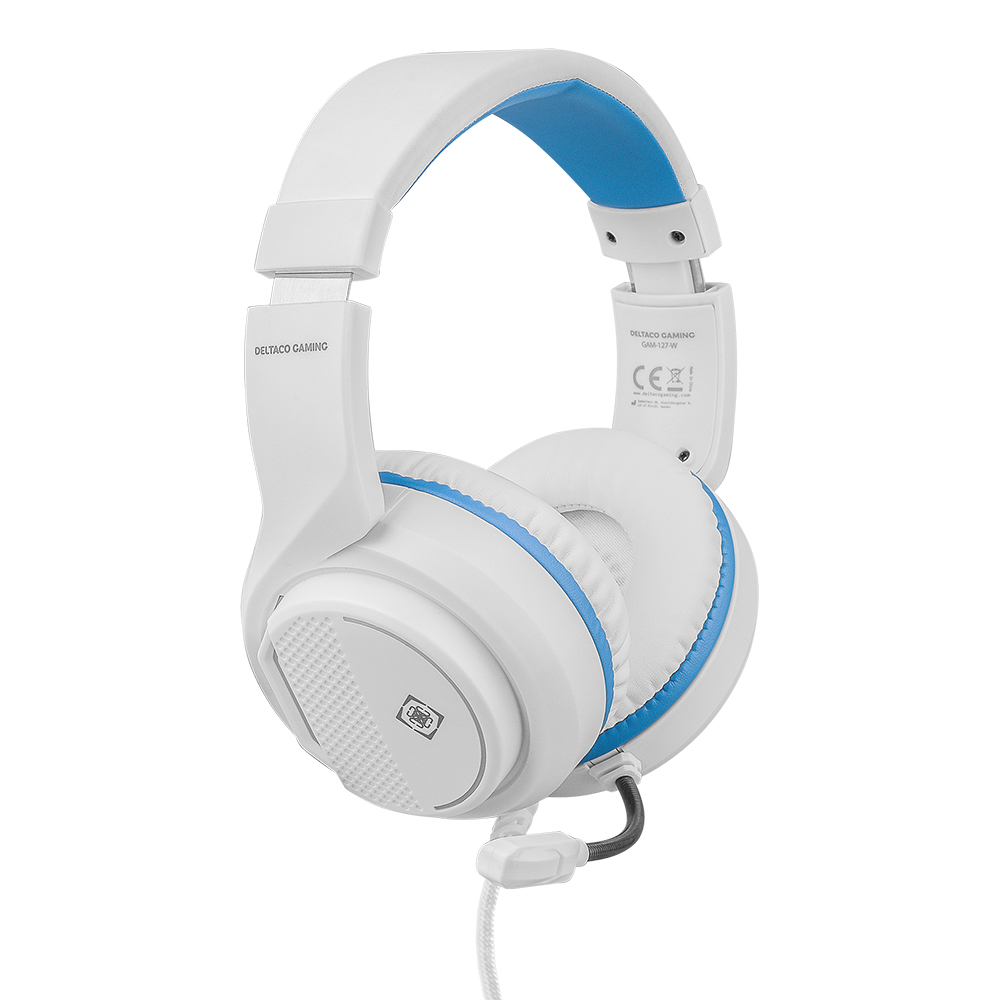 Deltaco Gaming Stereo-headset till PS5, 3.5mm, 2m kabel, vit