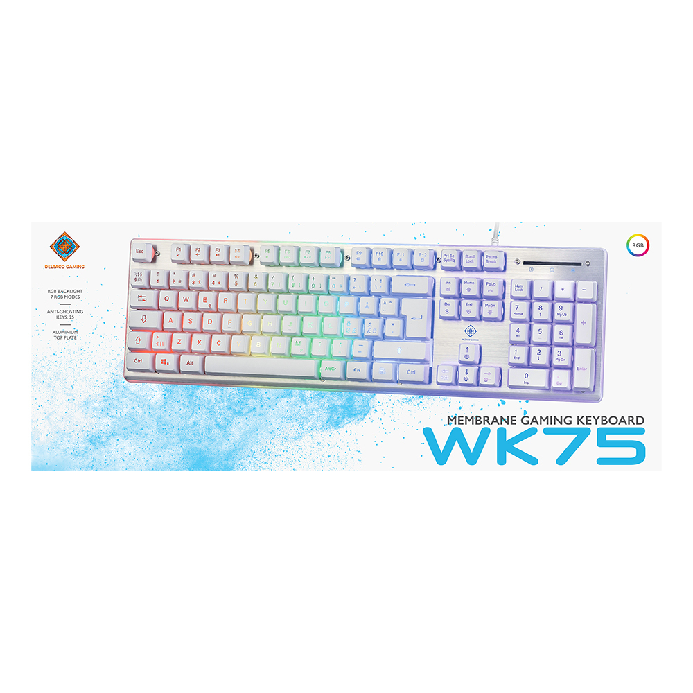 Deltaco Gaming WK75 RGB-tangentbord, 105 tangenter, vit