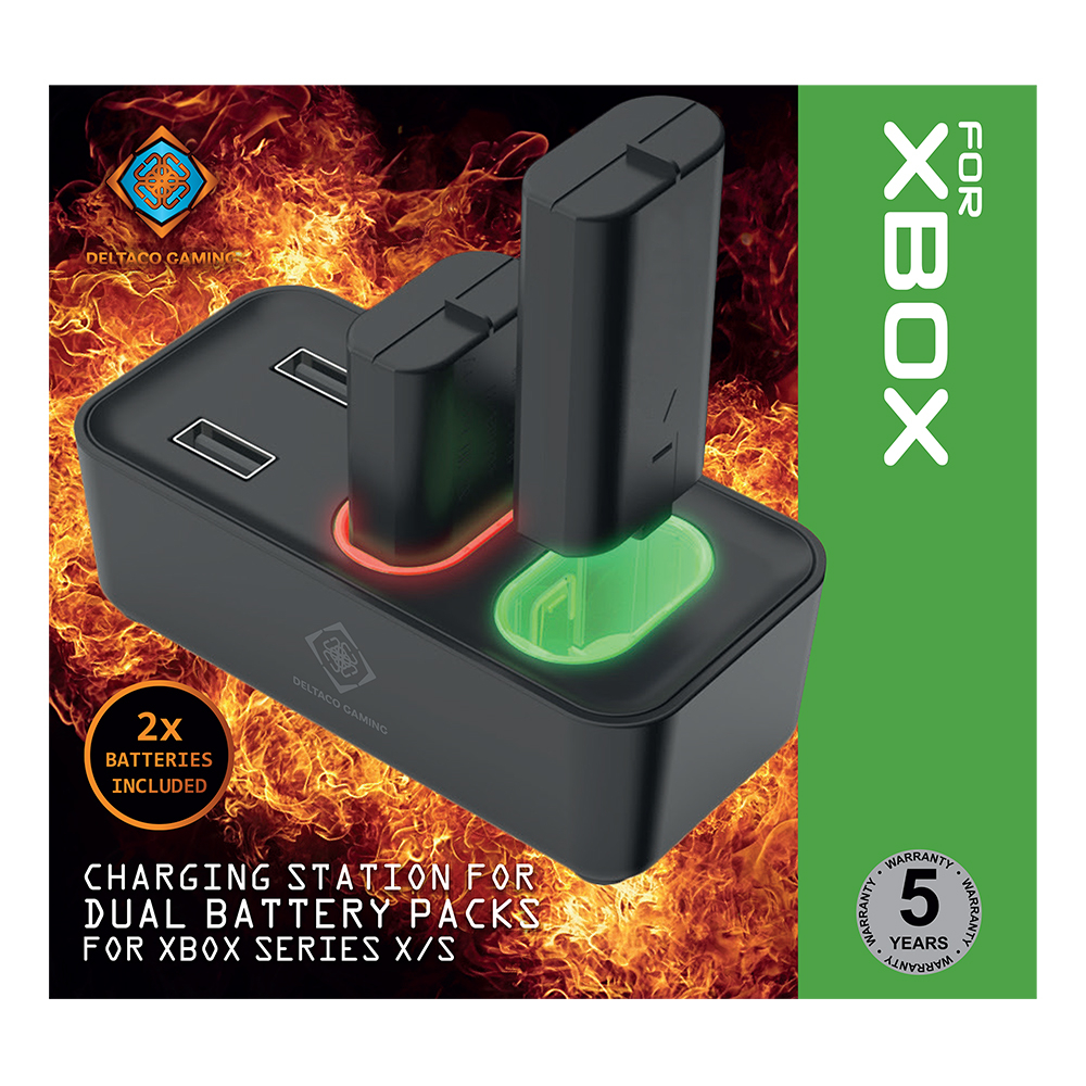 Deltaco Gaming XBOX Series S/X laddningsstation+2 batteripack